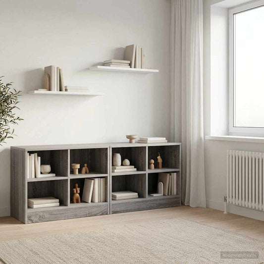 vidaXL Ντουλάπι κρεβατιού με ράφι 2 τεμ. Γκρι Sonoma 66 x 33 x 48 εκ.