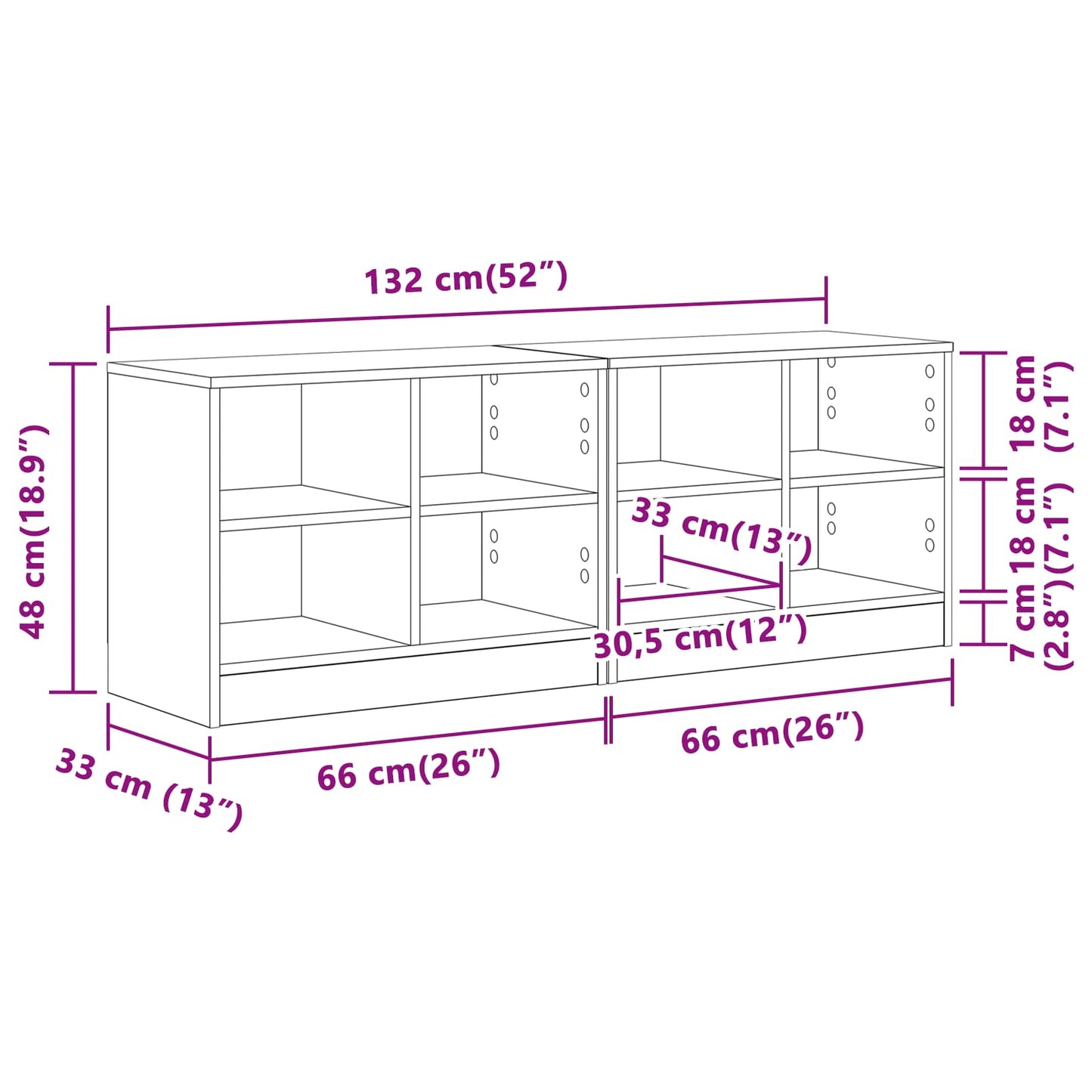 vidaXL Ντουλάπι κρεβατιού με ράφι 2 pcs Artisan Δρυς 66 x 33 x 48 εκ.