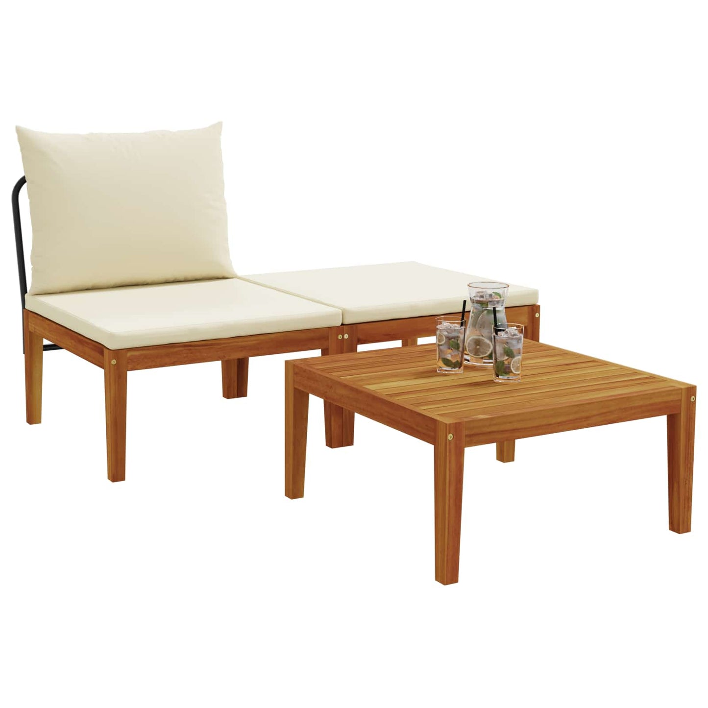vidaXL 3 pcs Σετ Lounge Κήπου με Μαξιλάρια Στερεό Acacia Ξύλο & Σχοινί