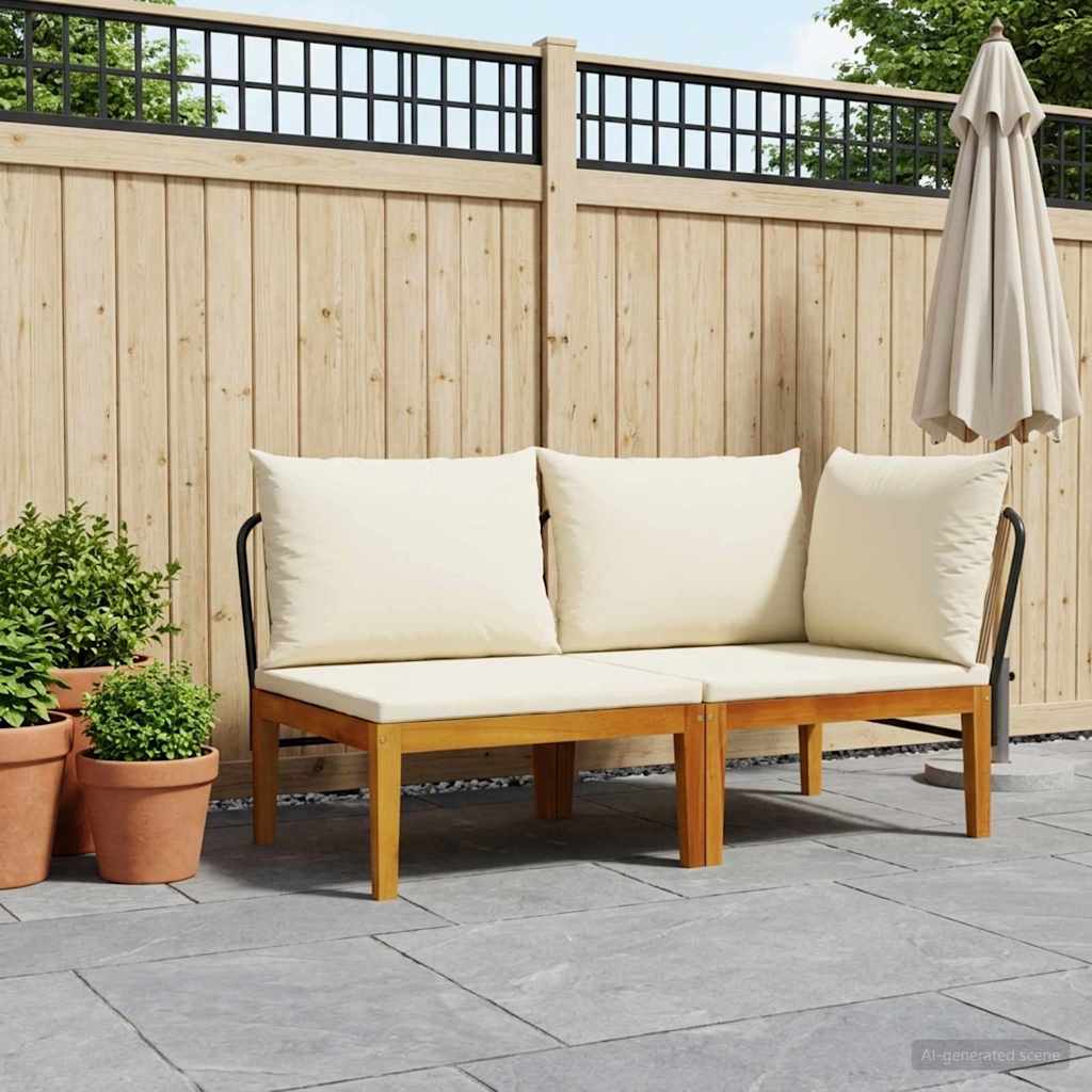vidaXL 2 pcs Σετ Lounge Κήπου με Μαξιλάρια Στερεό Acacia Ξύλο & Σχοινί