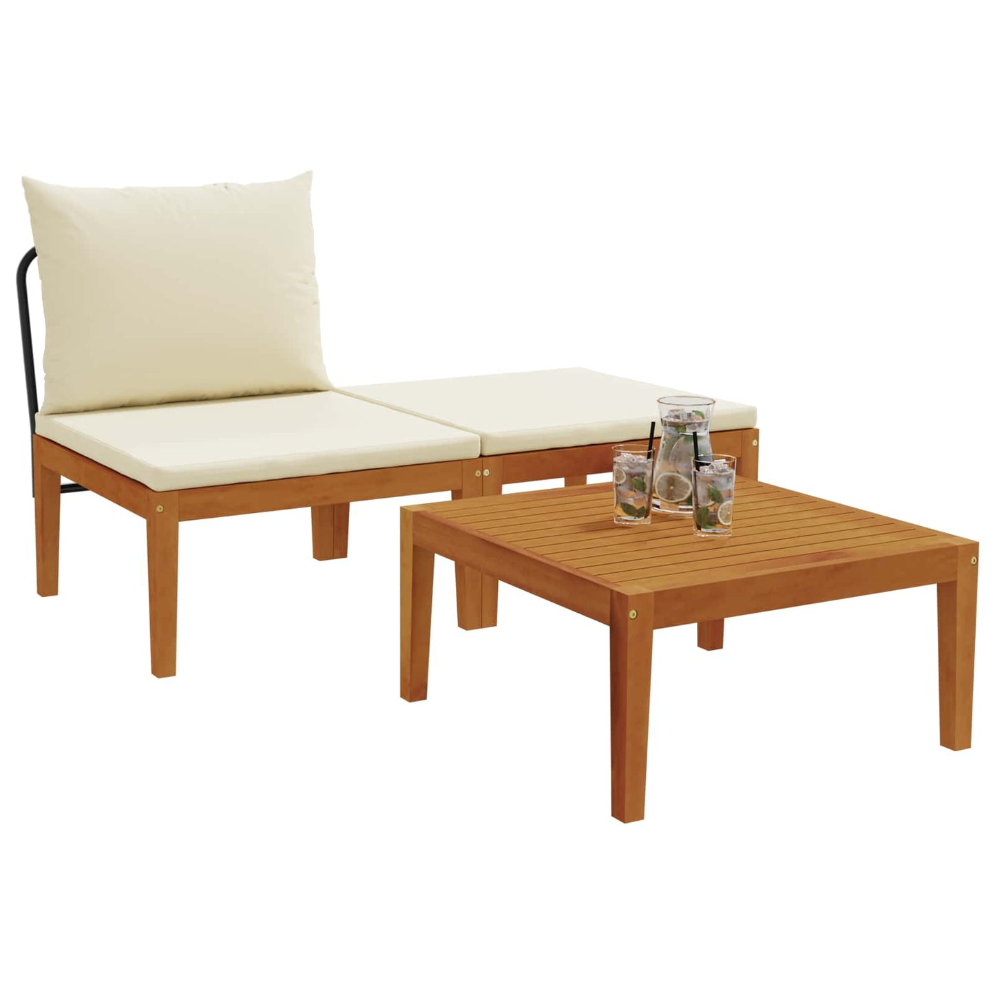 vidaXL 3 pcs Σετ Lounge Κήπου με Μαξιλάρια Στερεό Acacia Ξύλο & Σχοινί