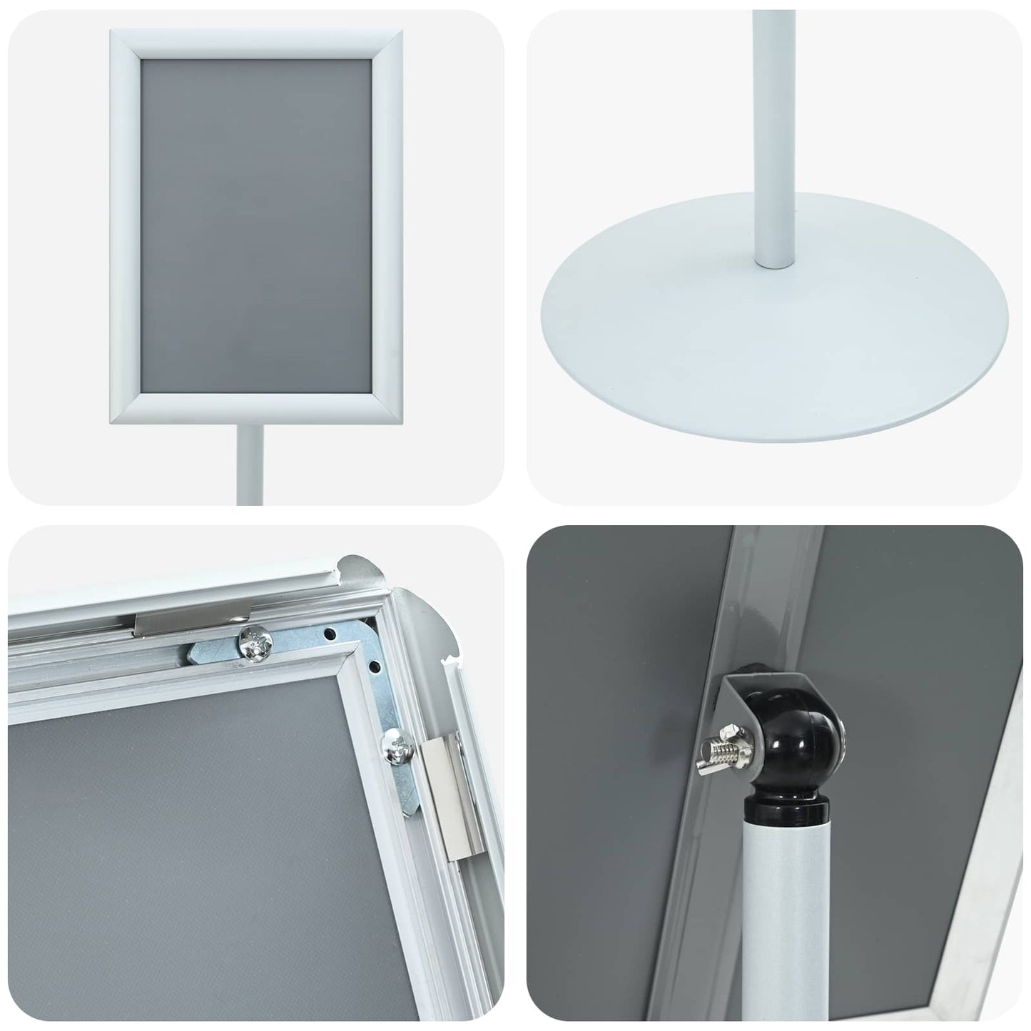 vidaXL Πόδι αφίσας Ασημί 33 x 33 x 126 εκ PVC και Ατσάλι