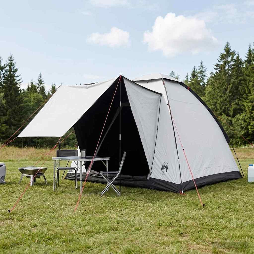 vidaXL Σκηνή Camping 2 ατόμων Λευκό Μαύρο Πολυεστέρας και Χάλυβας