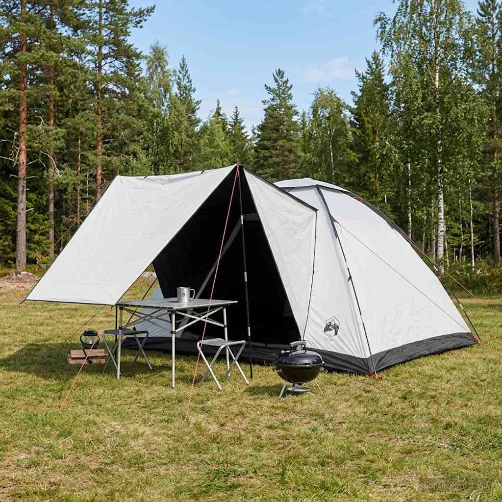 vidaXL Σκηνή Camping 6 ατόμων Λευκό Μαύρο Πολυεστέρας και Χάλυβας