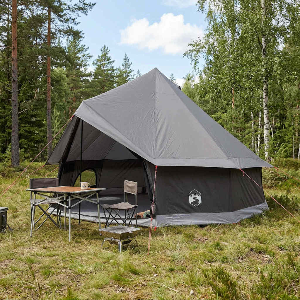 vidaXL Σκηνή Τιπί 8 ατόμων Καφέ Γκρι Πολυεστέρας και Χάλυβας