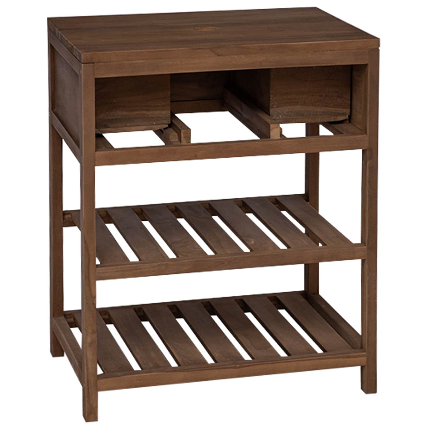 vidaXL Ντουλάπι Μπάνιου Φυσικό 60 x 45 x 75 cm Στερεό Ξύλο Τίκ