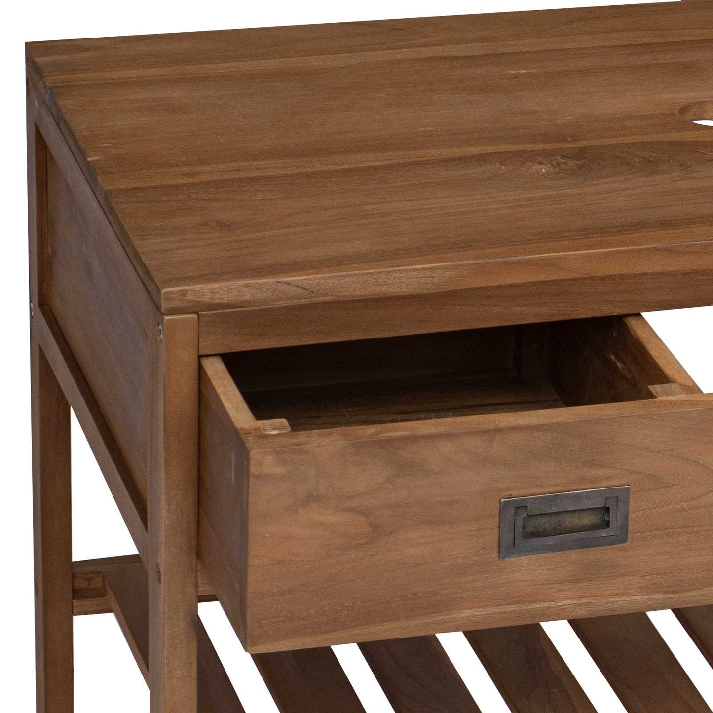 vidaXL Ντουλάπι Μπάνιου Φυσικό 90 x 45 x 75 cm Στερεό Ξύλο Τίκ