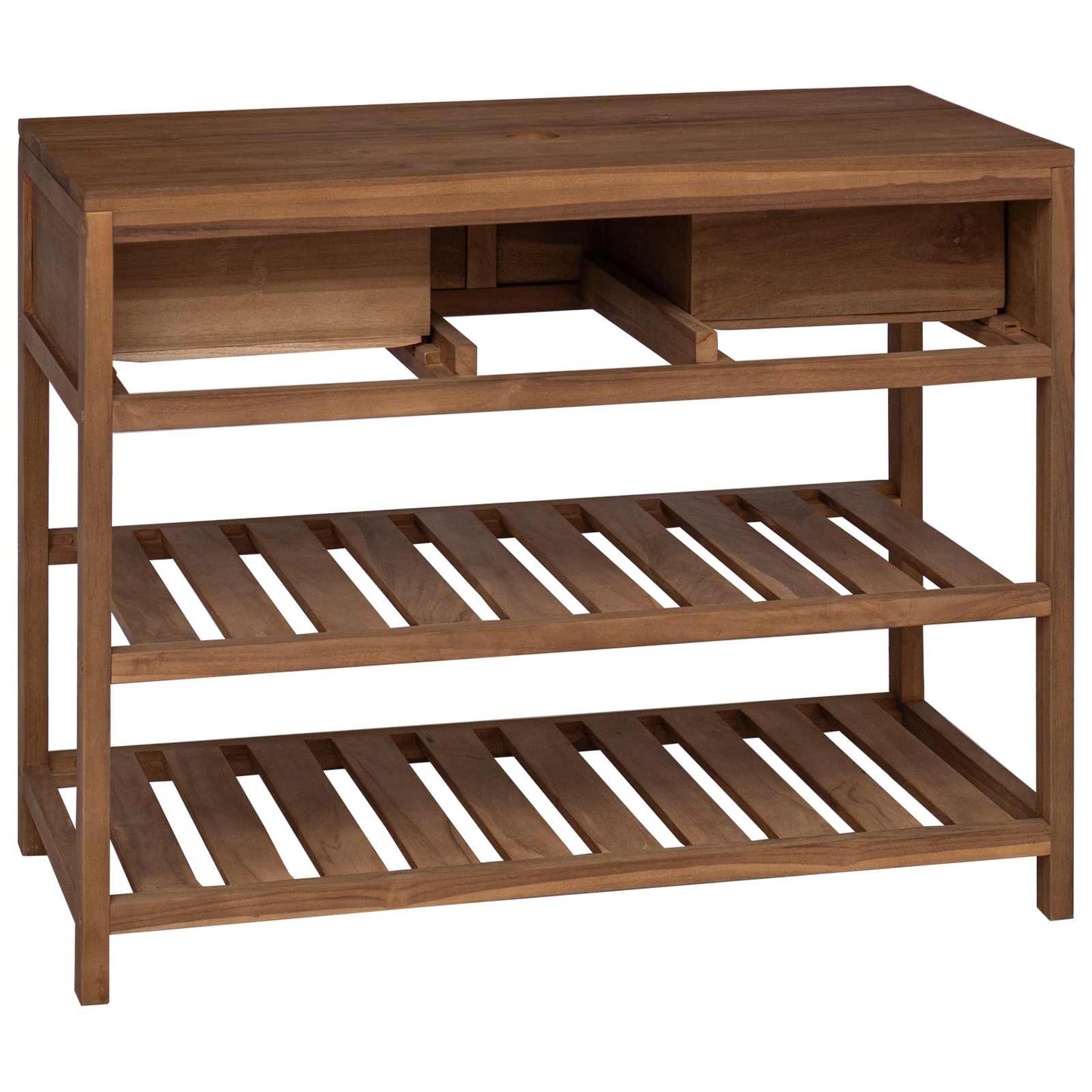vidaXL Ντουλάπι Μπάνιου Φυσικό 90 x 45 x 75 cm Στερεό Ξύλο Τίκ