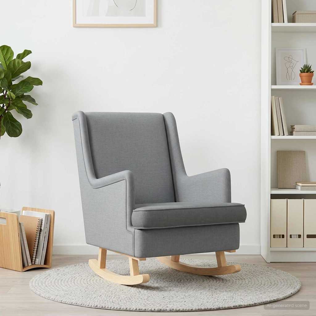 vidaXL Κουνιστή καρέκλα Ανοιχτό γκρι 62 x 80 x 85 εκ ύφασμα