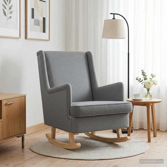 vidaXL Κουνιστή καρέκλα Ανοιχτό γκρι 62 x 80 x 85 εκ ύφασμα