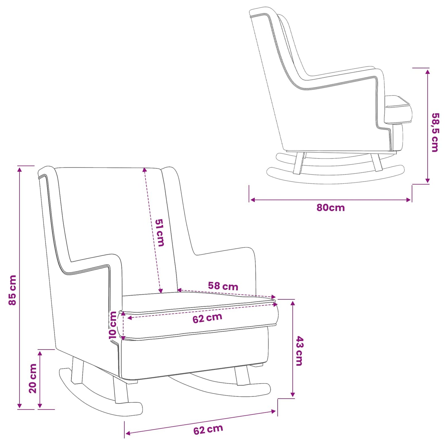 vidaXL Κουνιστή καρέκλα Ανοιχτό γκρι 62 x 80 x 85 εκ ύφασμα