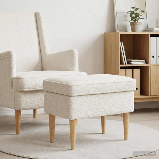 vidaXL Πολυθρόνα Ποδιών Κρεμ 55 x 35 x 41 εκ Μπουκλέ