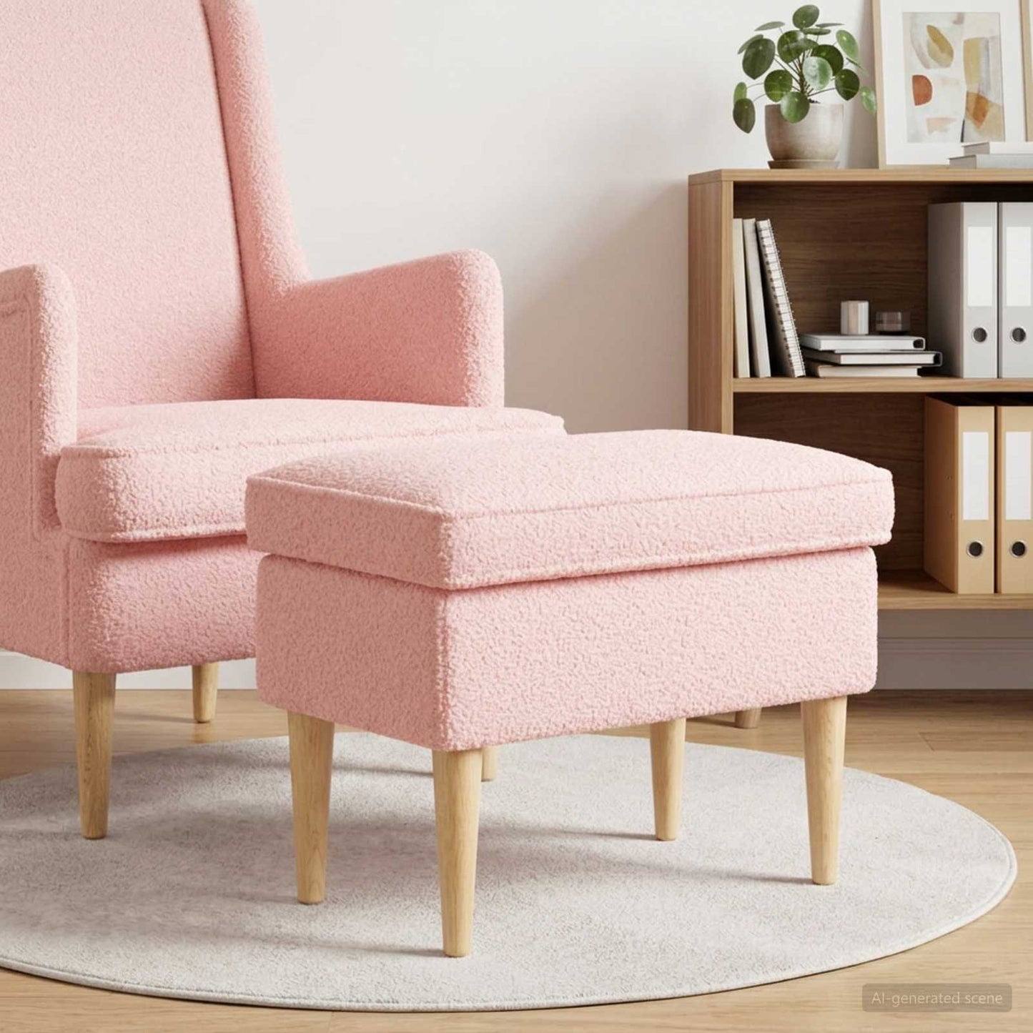vidaXL Πολυθρόνα Ποδιών Ροζ 55 x 35 x 41 εκ Μπουκλέ
