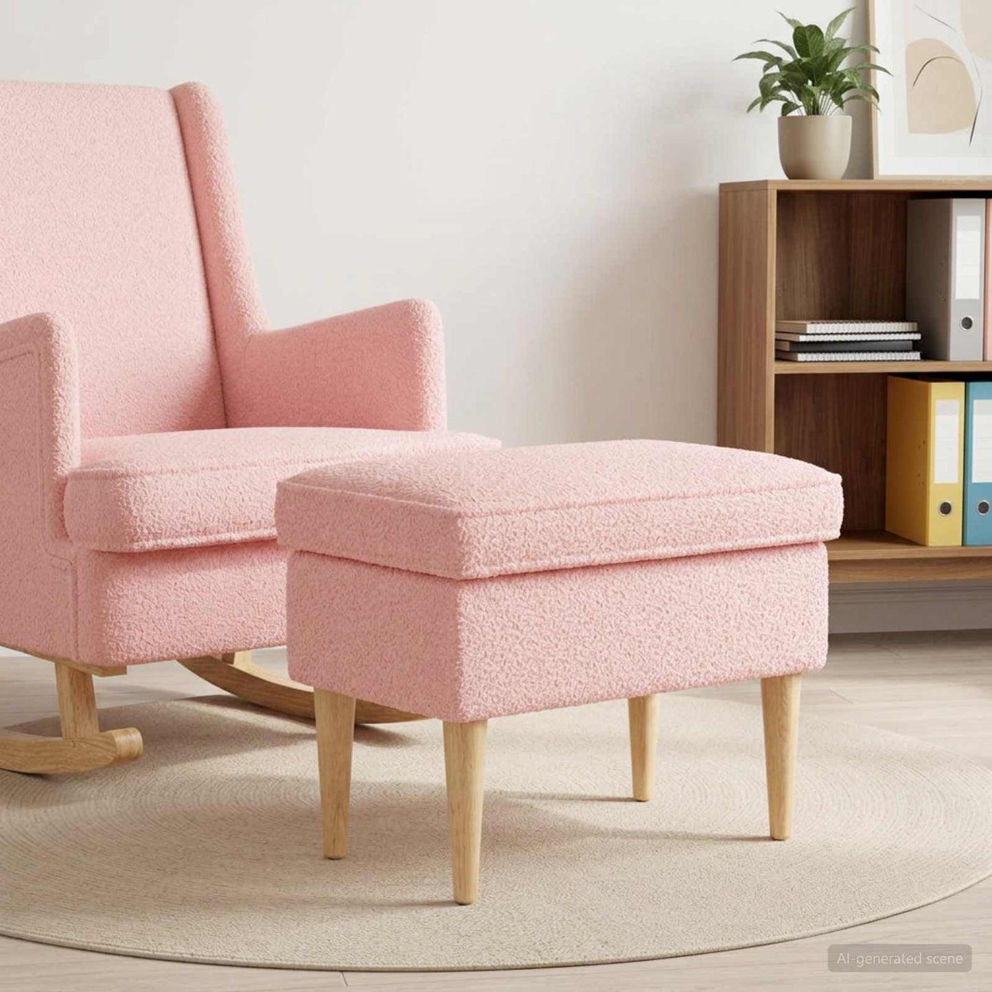 vidaXL Πολυθρόνα Ποδιών Ροζ 55 x 35 x 41 εκ Μπουκλέ