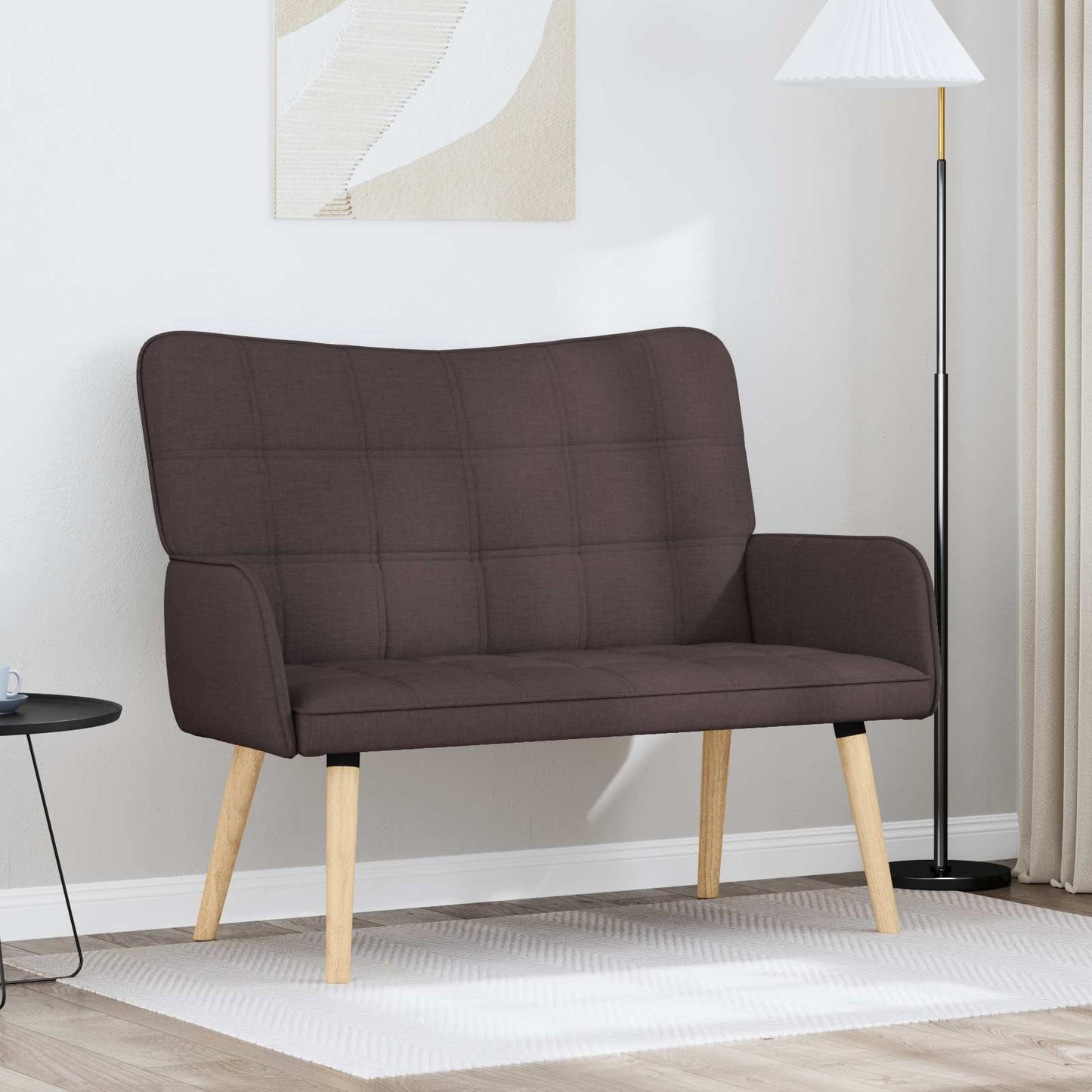 vidaXL Καναπές 2 ατόμων Σκούρο Καφέ 115 x 61 x 87 εκ. Ύφασμα