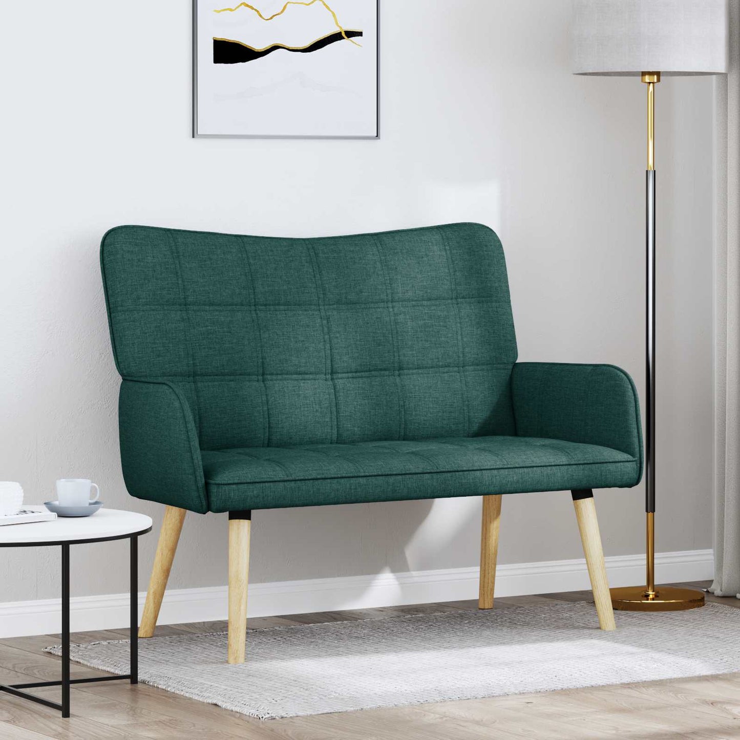 vidaXL Καναπές 2 ατόμων Σκούρο Πράσινο 115 x 61 x 87 εκ. Ύφασμα