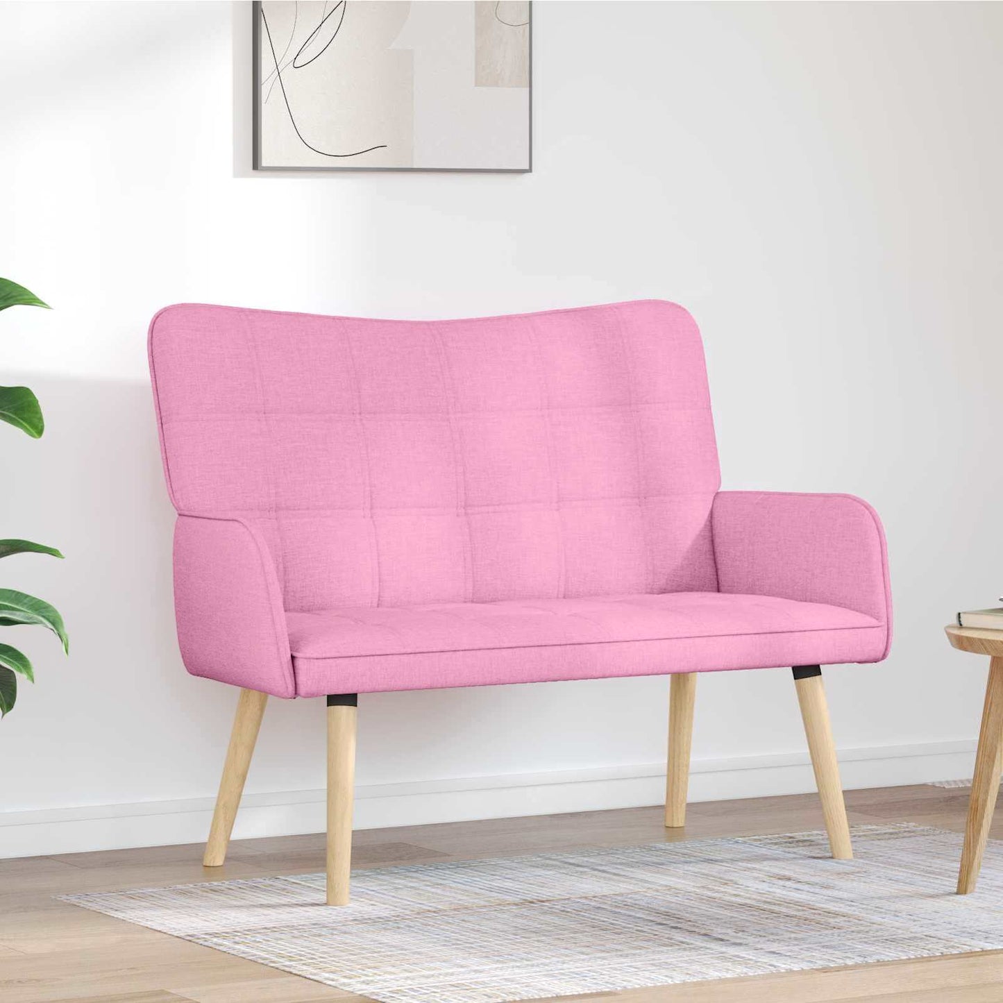 vidaXL Καναπές 2 ατόμων Ροζ 115 x 61 x 87 εκ. Ύφασμα