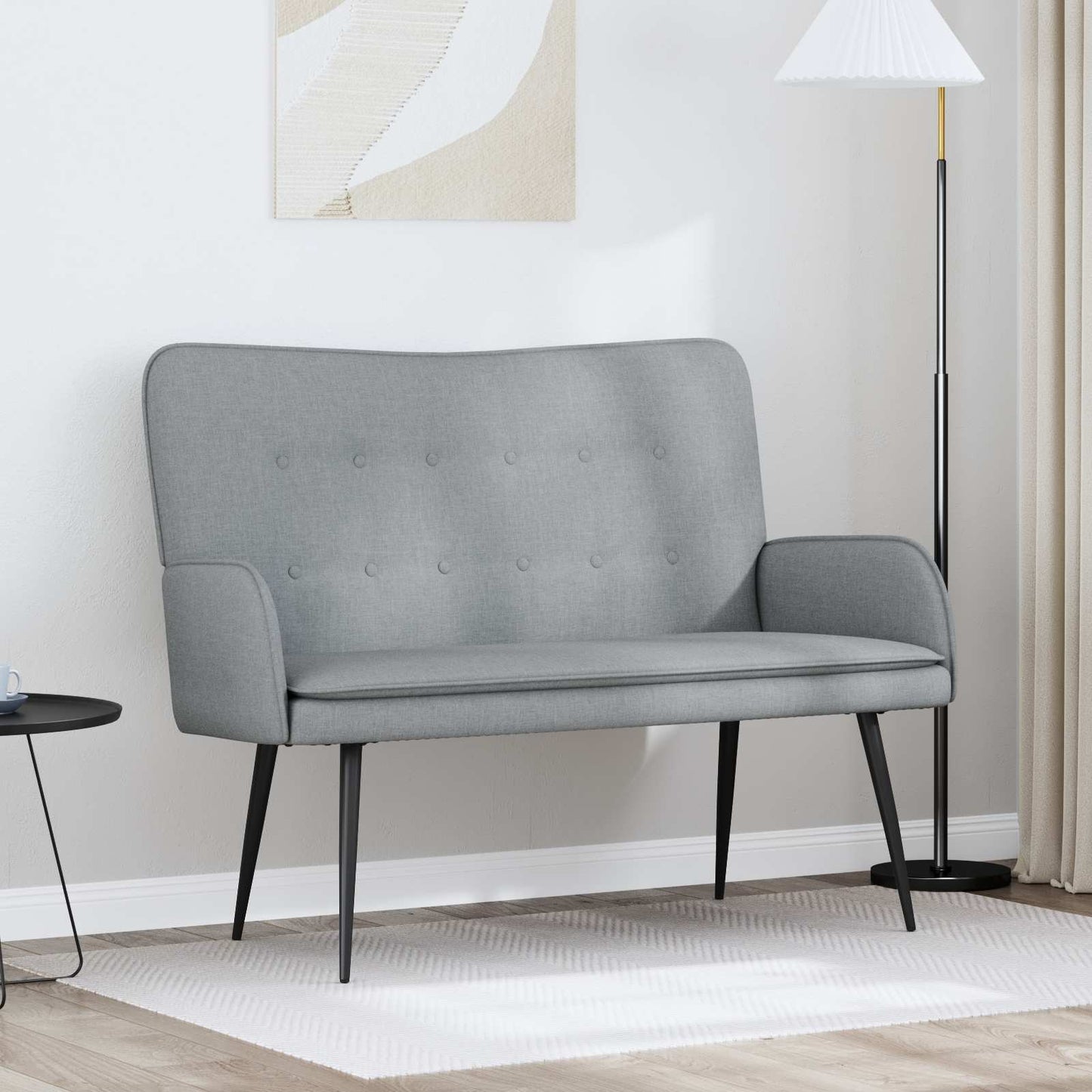 vidaXL Καναπές 2 ατόμων Ανοιχτό γκρι 115 x 61 x 87 εκ. Ύφασμα