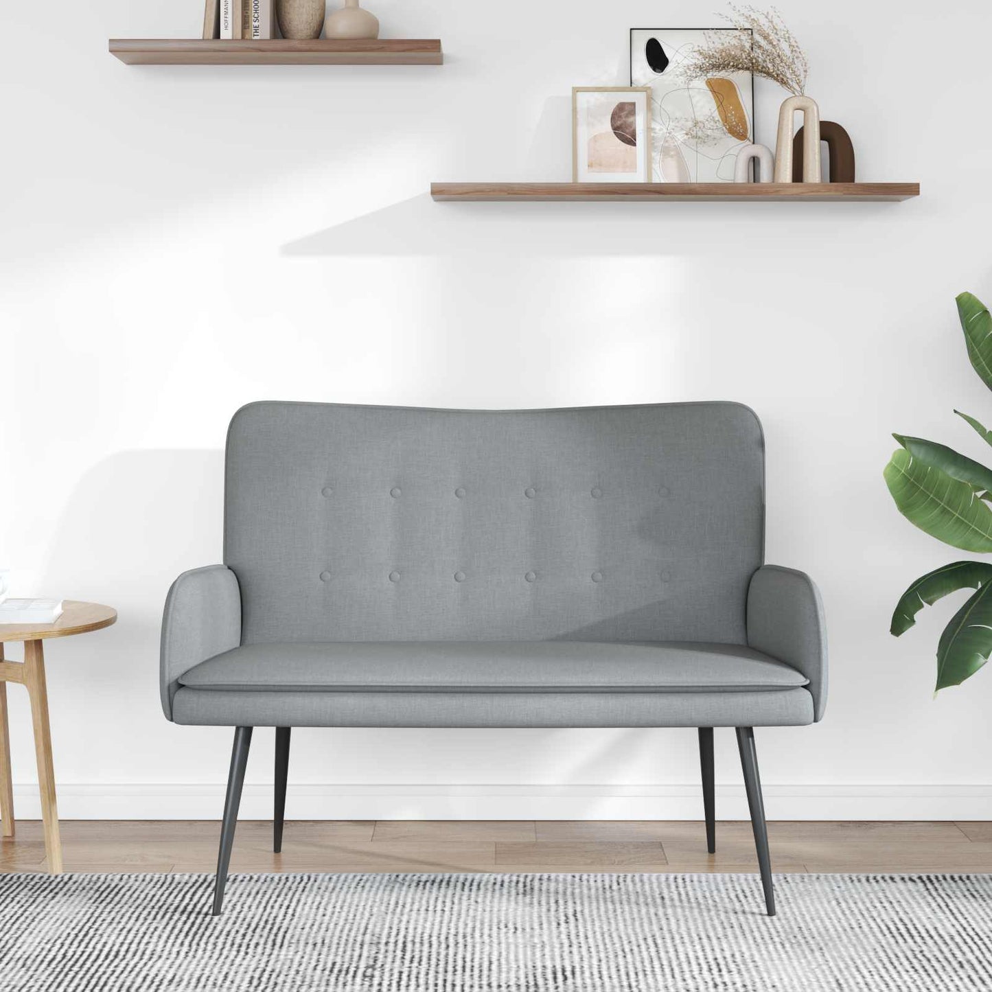 vidaXL Καναπές 2 ατόμων Ανοιχτό γκρι 115 x 61 x 87 εκ. Ύφασμα