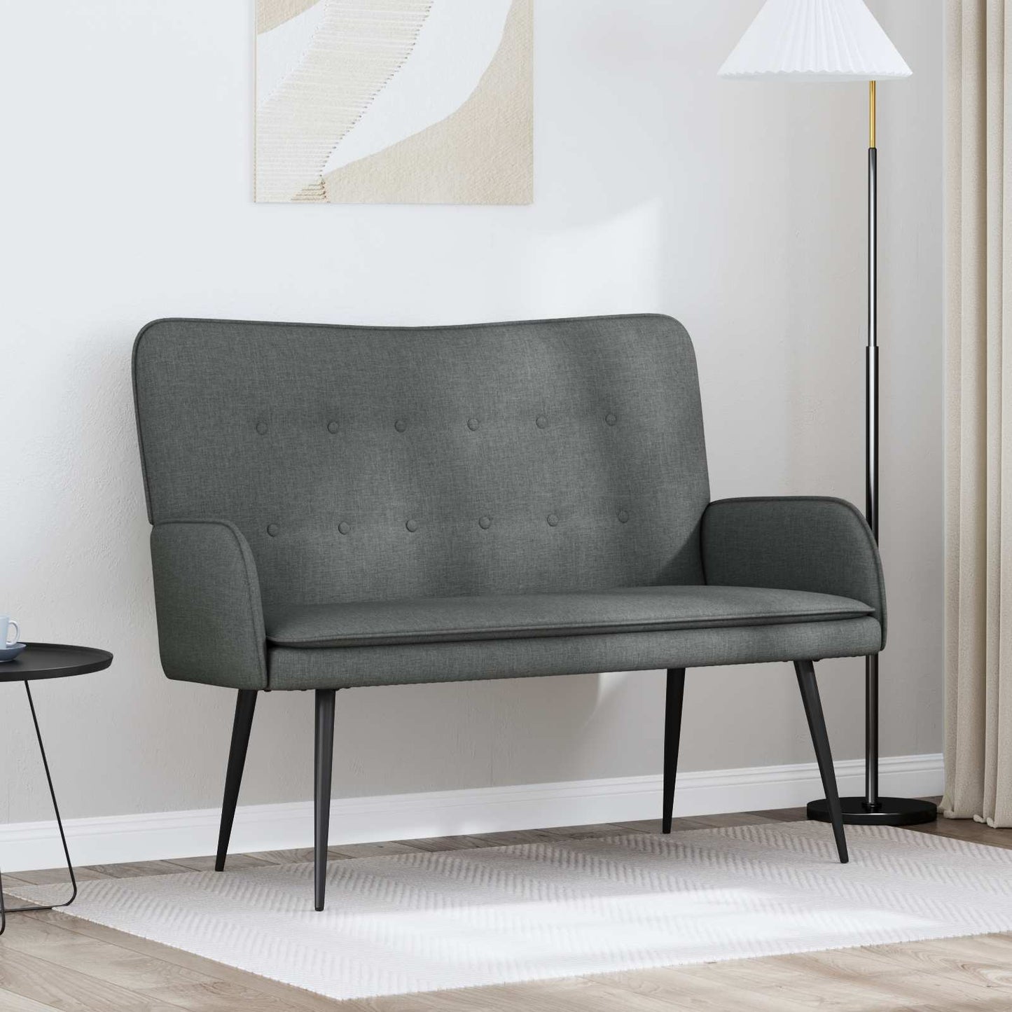 vidaXL Καναπές 2 ατόμων Σκούρο Γκρι 115 x 61 x 87 εκ. Ύφασμα