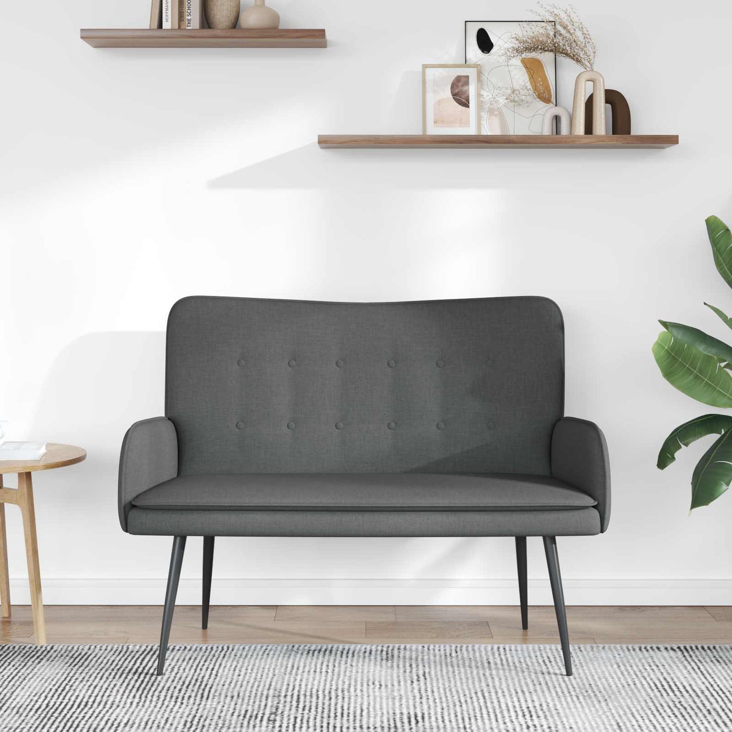 vidaXL Καναπές 2 ατόμων Σκούρο Γκρι 115 x 61 x 87 εκ. Ύφασμα