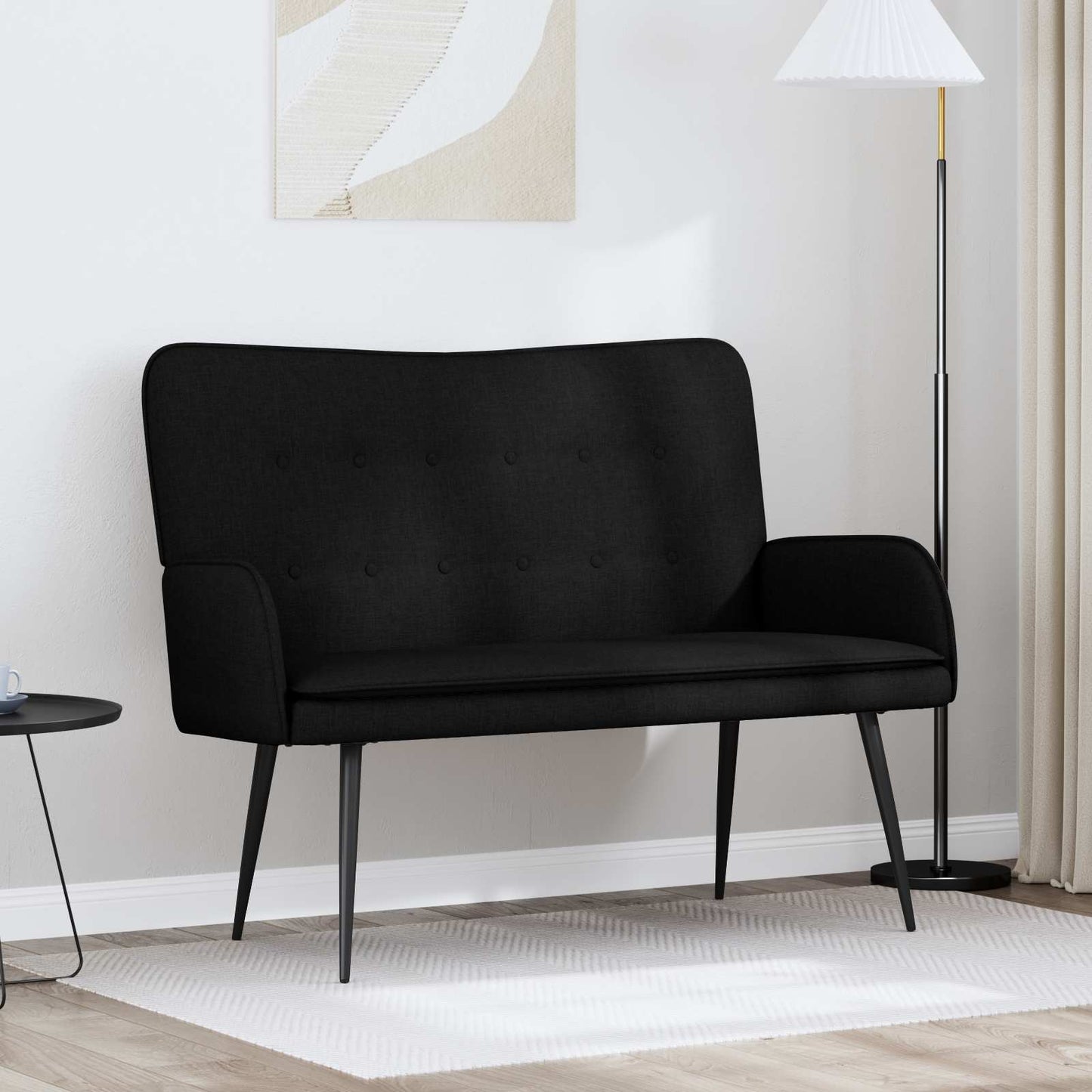 vidaXL Καναπές 2 ατόμων Μαύρο 115 x 61 x 87 εκ. Ύφασμα
