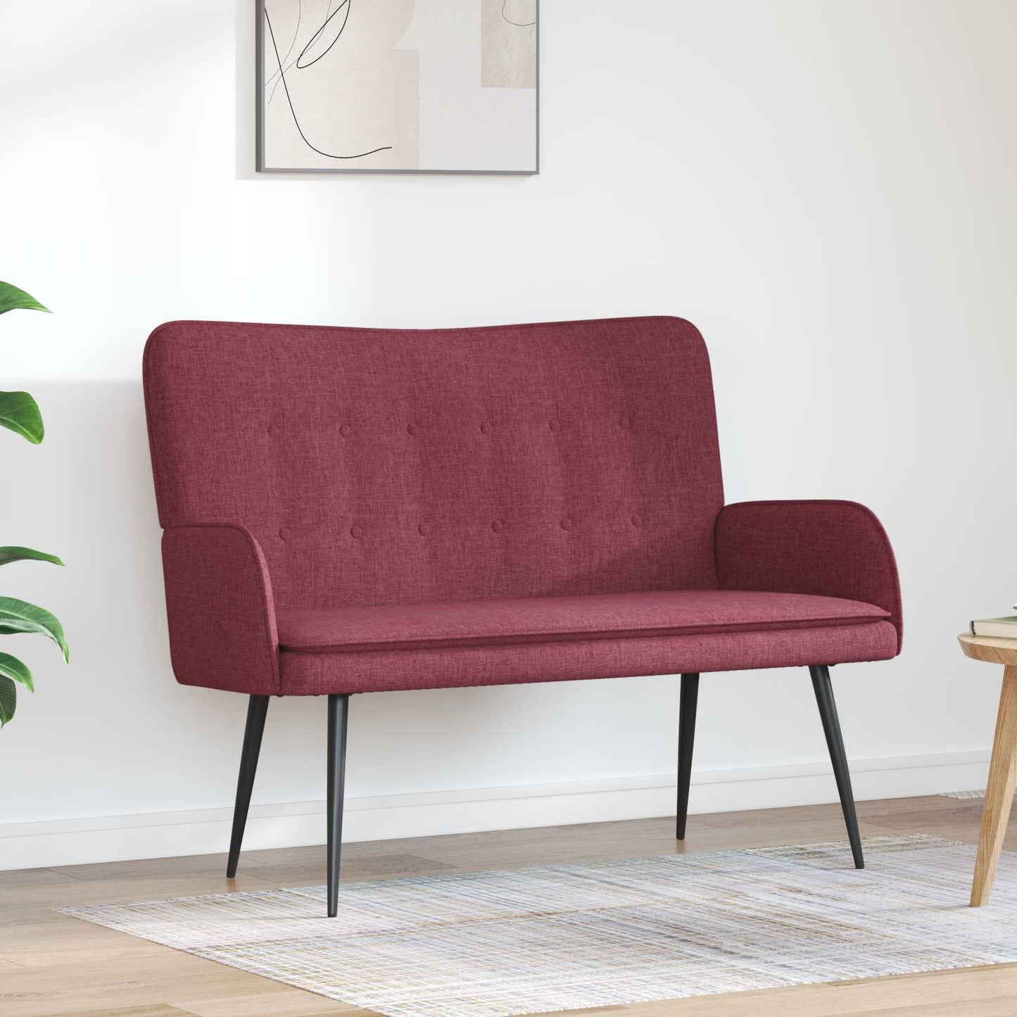 vidaXL Καναπές 2 ατόμων Μπορντό 115 x 61 x 87 εκ. Ύφασμα