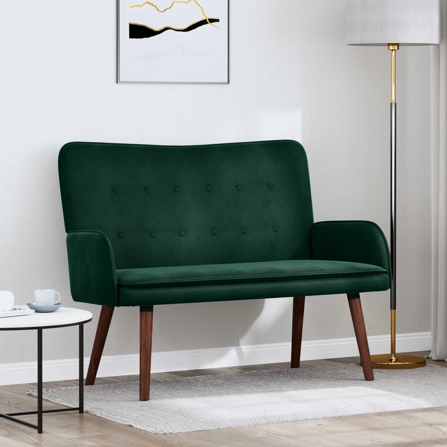 vidaXL Διθέσιος Καναπές Σκούρο Πράσινο 115 x 61 x 87 εκ. Βελούδο