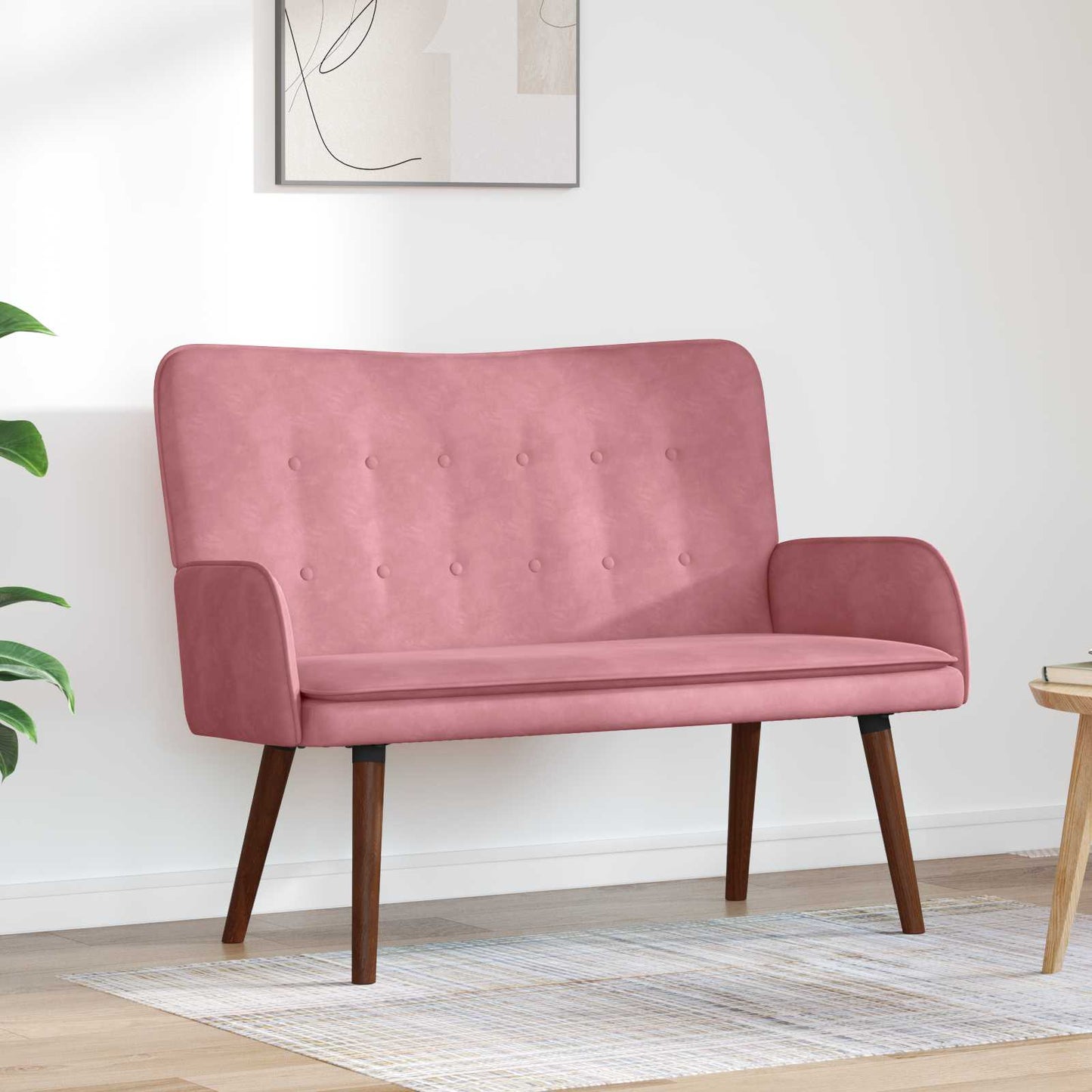 vidaXL Καναπές 2 ατόμων Ροζ 115 x 61 x 87 εκ. Βελούδο