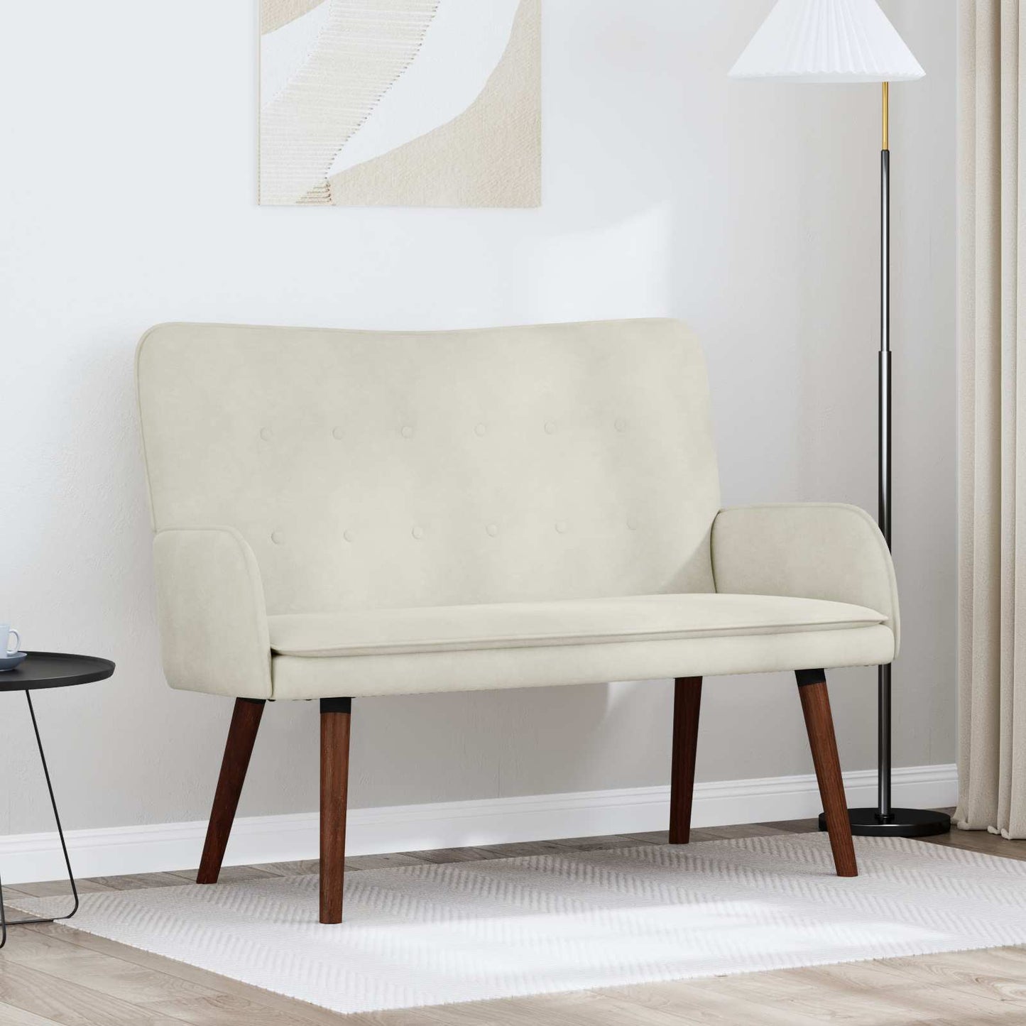 vidaXL Διθέσιος Καναπές Κρεμ 115 x 61 x 87 εκ. Βελούδο