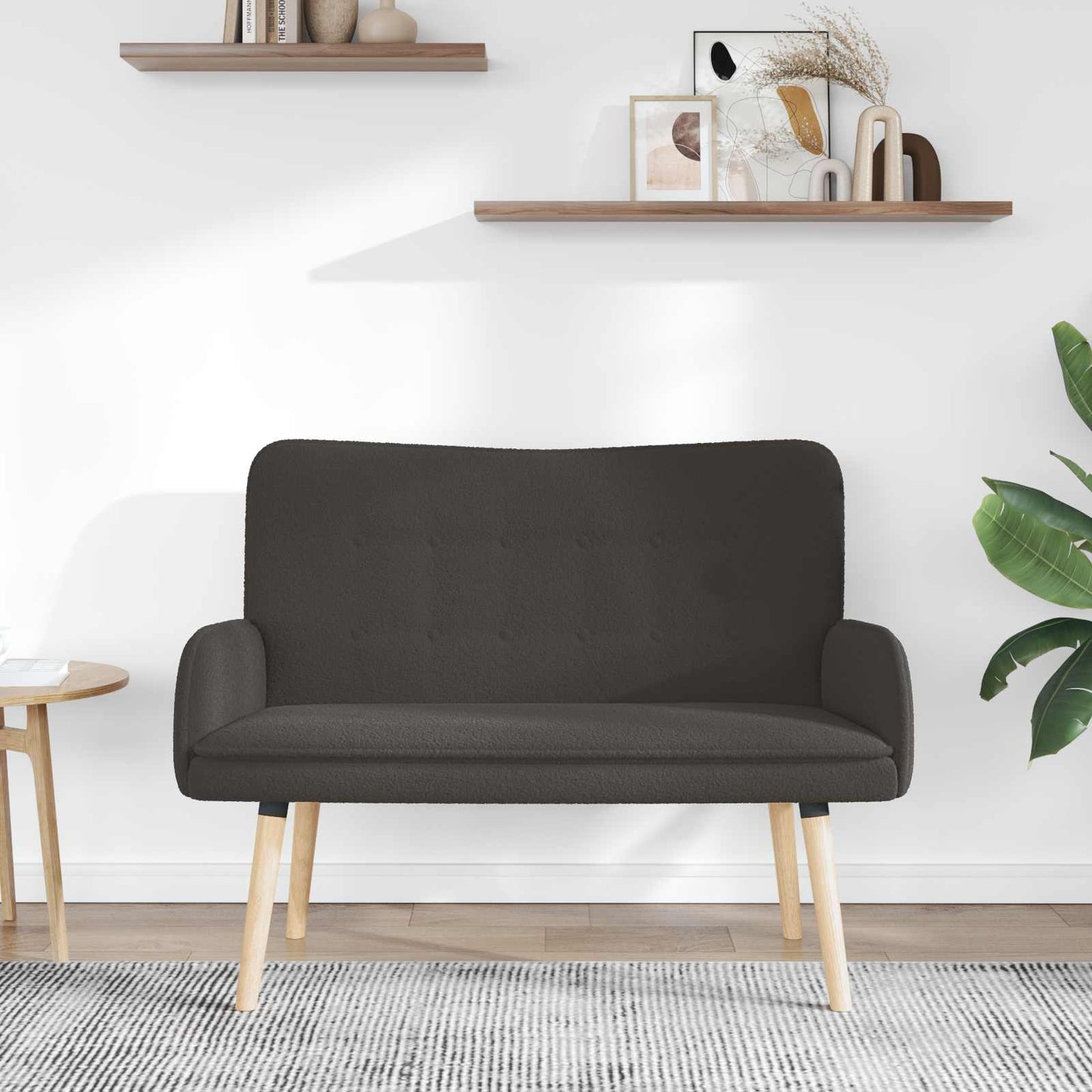 vidaXL Καναπές 2 ατόμων Σκούρο Γκρι 115 x 61 x 87 εκ. Μπουκλέ
