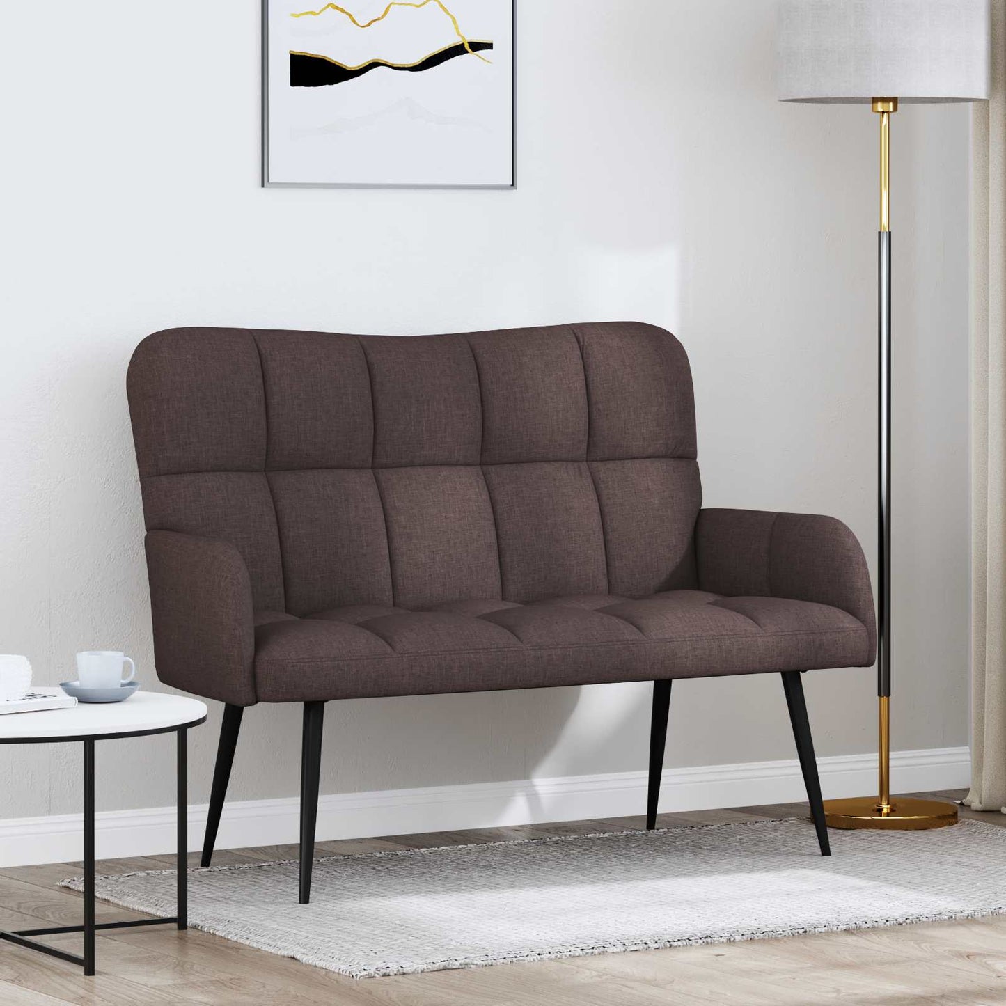 vidaXL Καναπές 2 ατόμων Σκούρο Καφέ 115 x 61 x 87 εκ. Ύφασμα