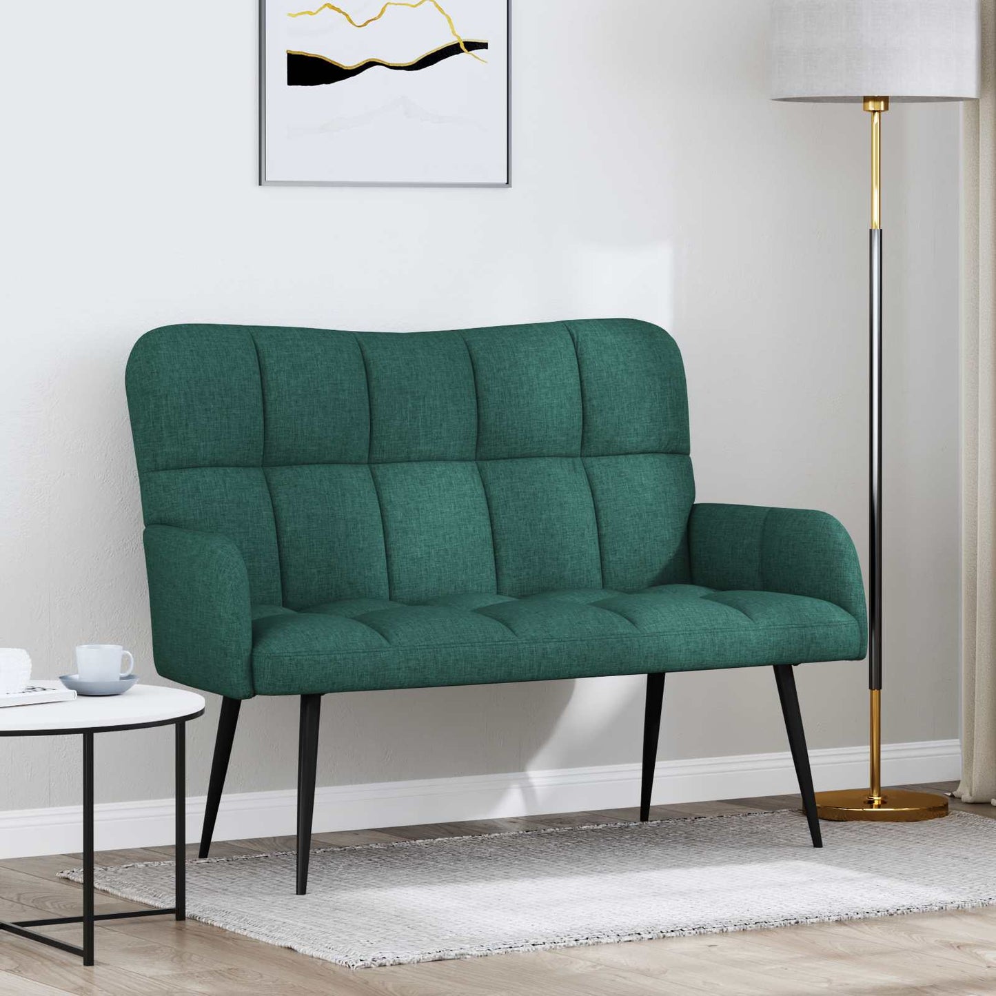 vidaXL Διθέσιος Καναπές Σκούρο Πράσινο 115 x 61 x 87 εκ. ύφασμα