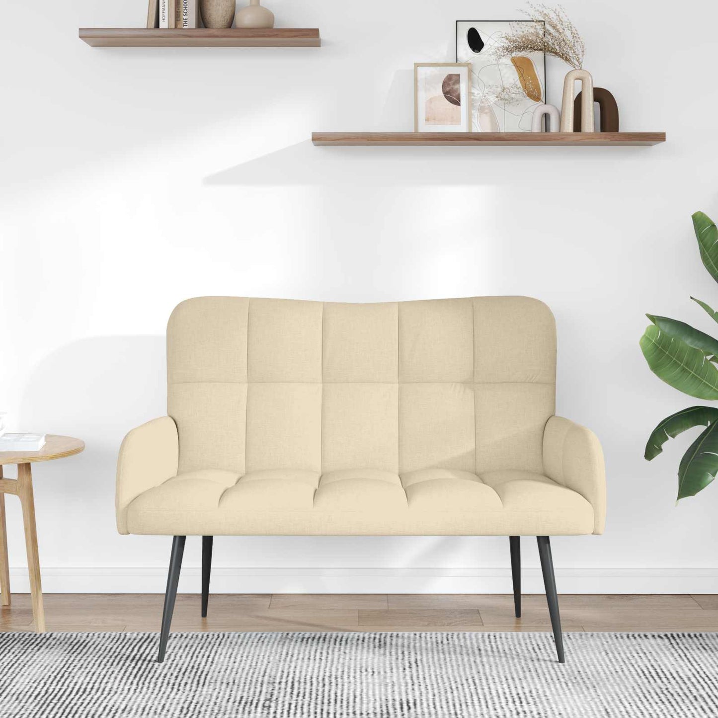 vidaXL Διθέσιος Καναπές Κρεμ 115 x 61 x 87 εκ. ύφασμα