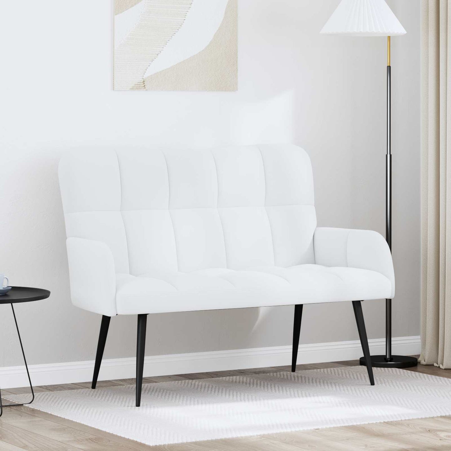 vidaXL Καναπές 2 ατόμων Λευκό 115 x 61 x 87 εκ. Ύφασμα
