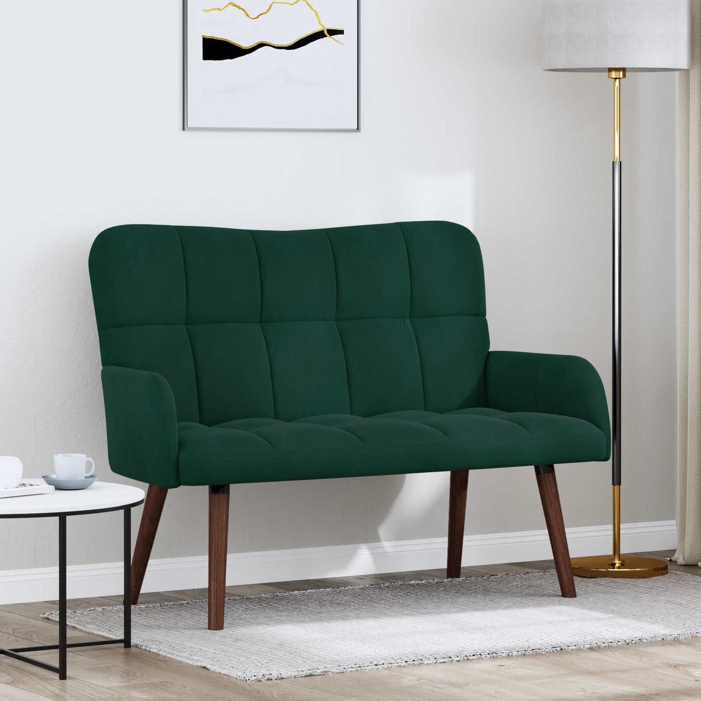 vidaXL Διθέσιος Καναπές Σκούρο Πράσινο 115 x 61 x 87 εκ. Βελούδο