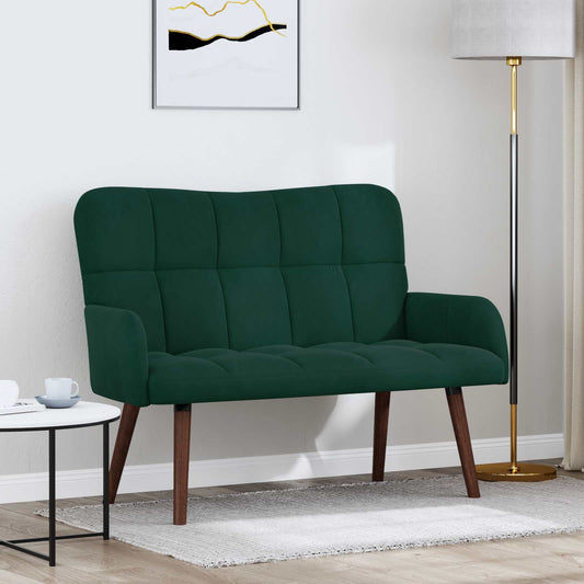vidaXL Διθέσιος Καναπές Σκούρο Πράσινο 115 x 61 x 87 εκ. Βελούδο