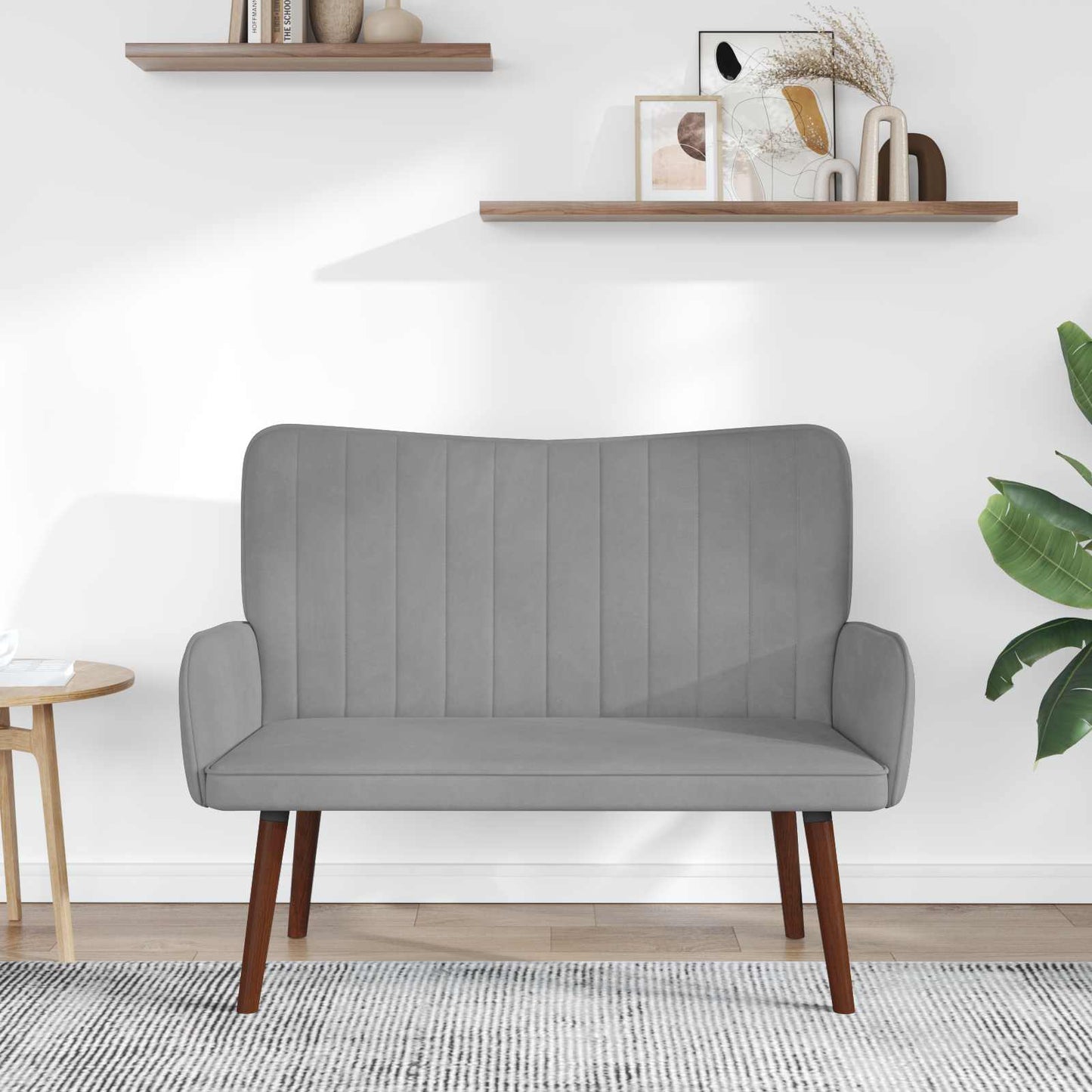 vidaXL Διθέσιος Καναπές Ανοιχτό γκρι 115 x 61 x 87 εκ. Βελούδο