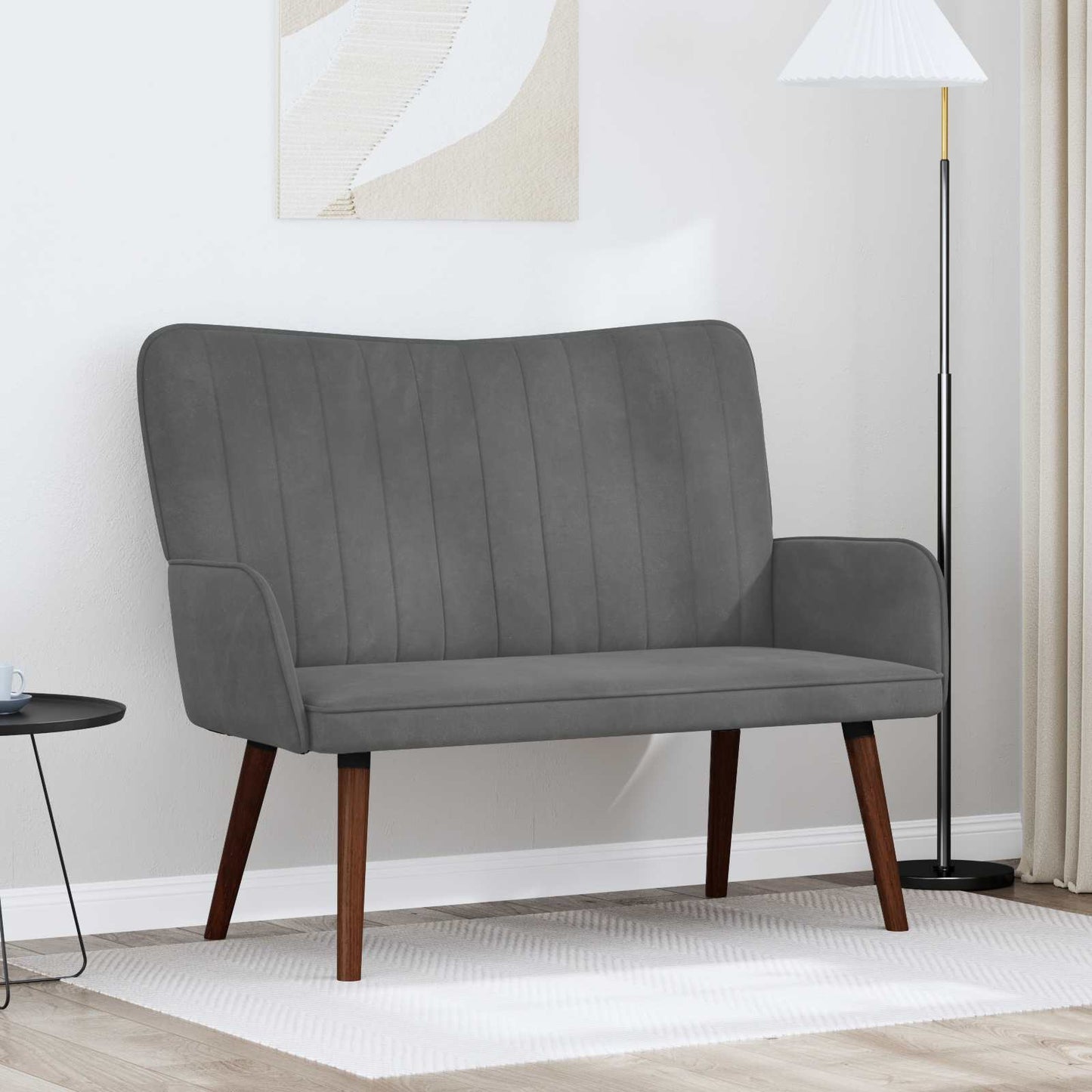 vidaXL Διθέσιος Καναπές Σκούρο Γκρι 115 x 61 x 87 εκ. Βελούδο