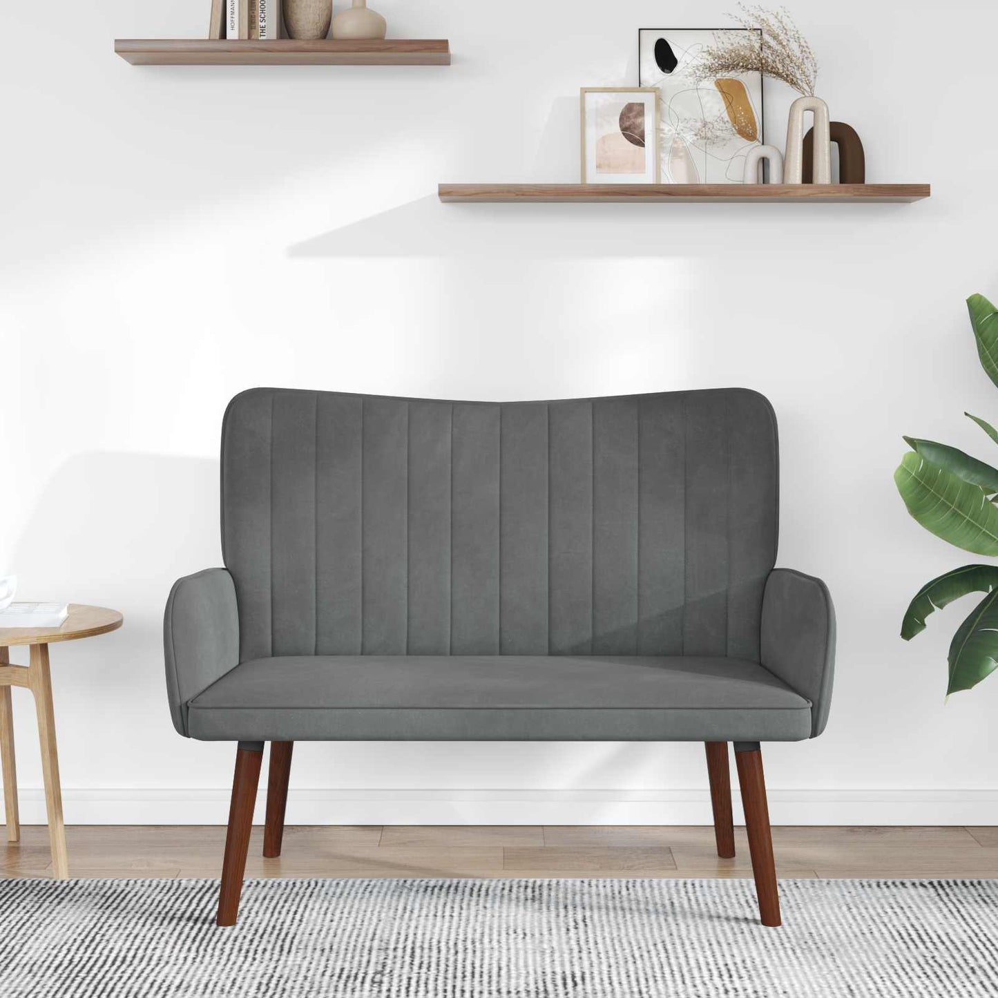 vidaXL Διθέσιος Καναπές Σκούρο Γκρι 115 x 61 x 87 εκ. Βελούδο