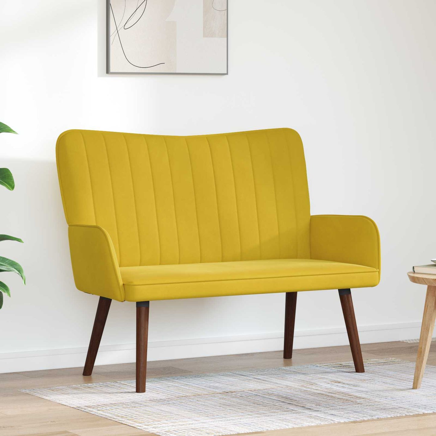vidaXL Διθέσιος Καναπές Κίτρινο 115 x 61 x 87 εκ. Βελούδο