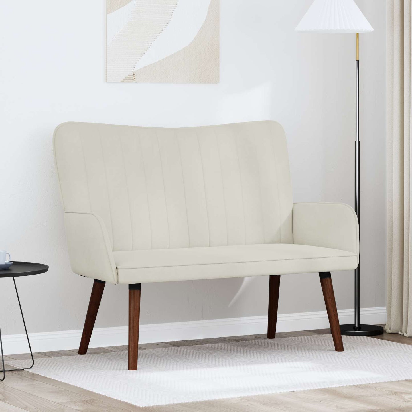 vidaXL Διθέσιος Καναπές Κρεμ 115 x 61 x 87 εκ. Βελούδο