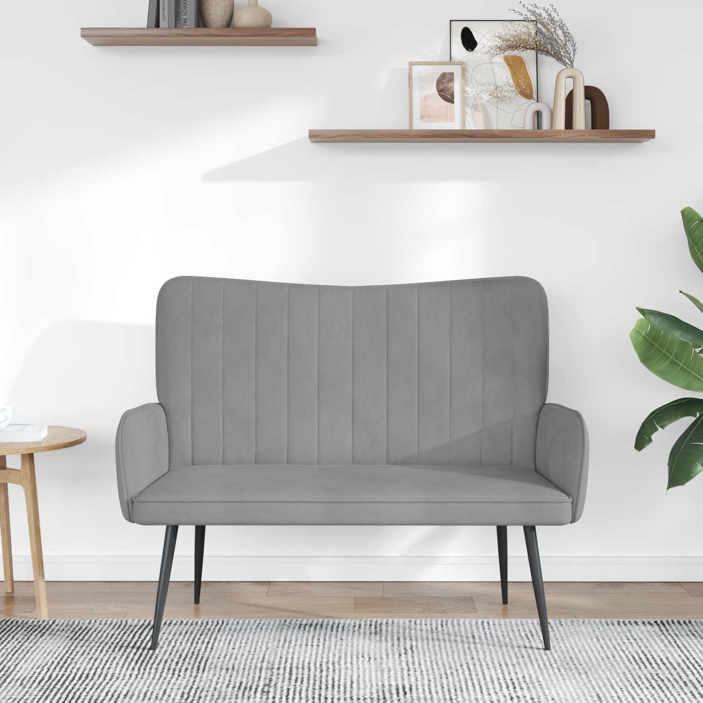 vidaXL Διθέσιος Καναπές Ανοιχτό γκρι 115 x 61 x 87 εκ. Βελούδο