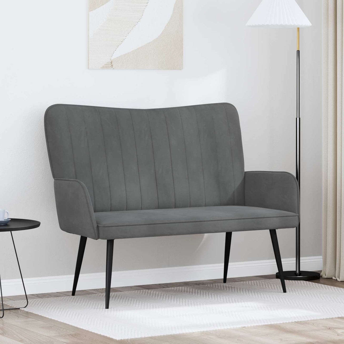 vidaXL Διθέσιος Καναπές Σκούρο Γκρι 115 x 61 x 87 εκ. Βελούδο