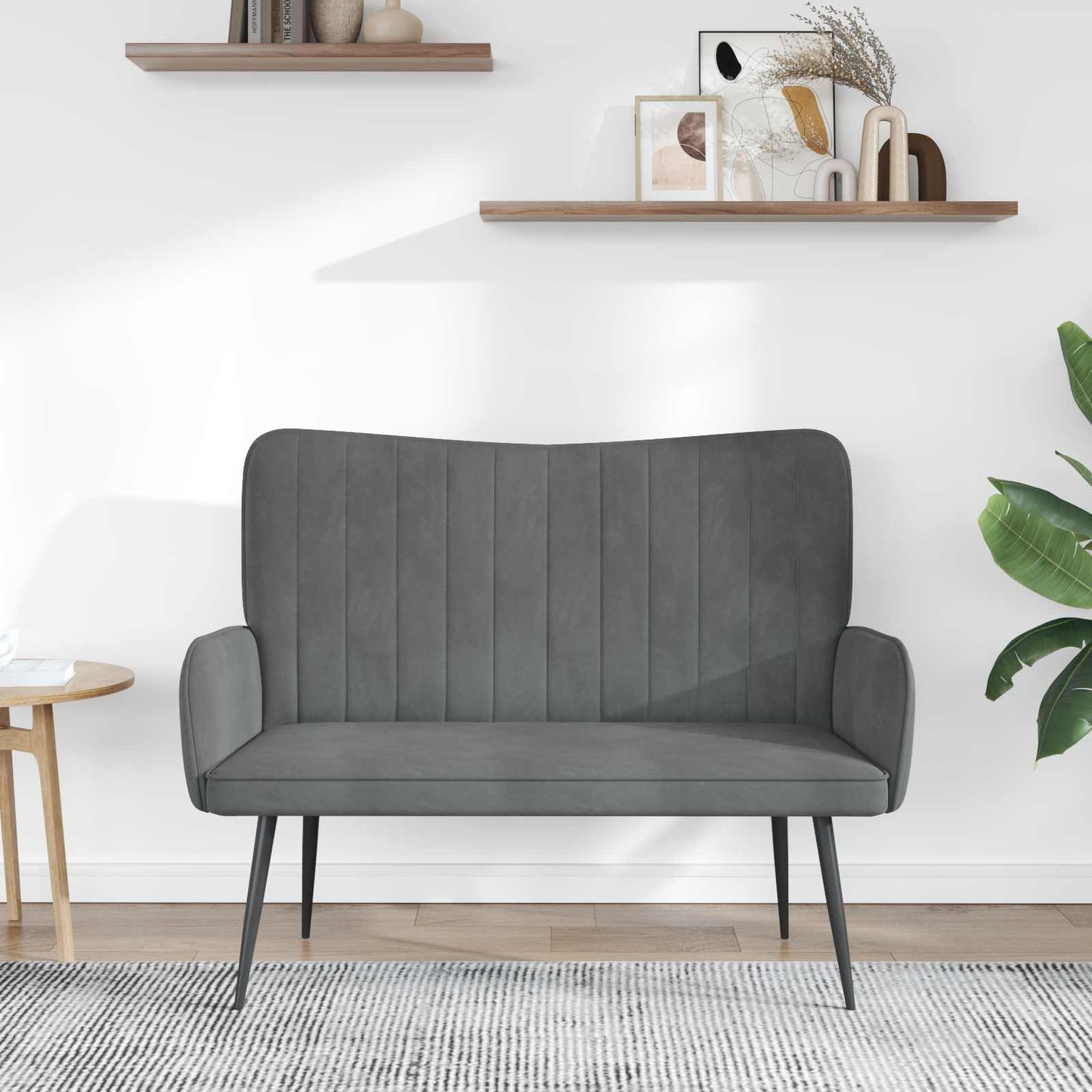 vidaXL Διθέσιος Καναπές Σκούρο Γκρι 115 x 61 x 87 εκ. Βελούδο