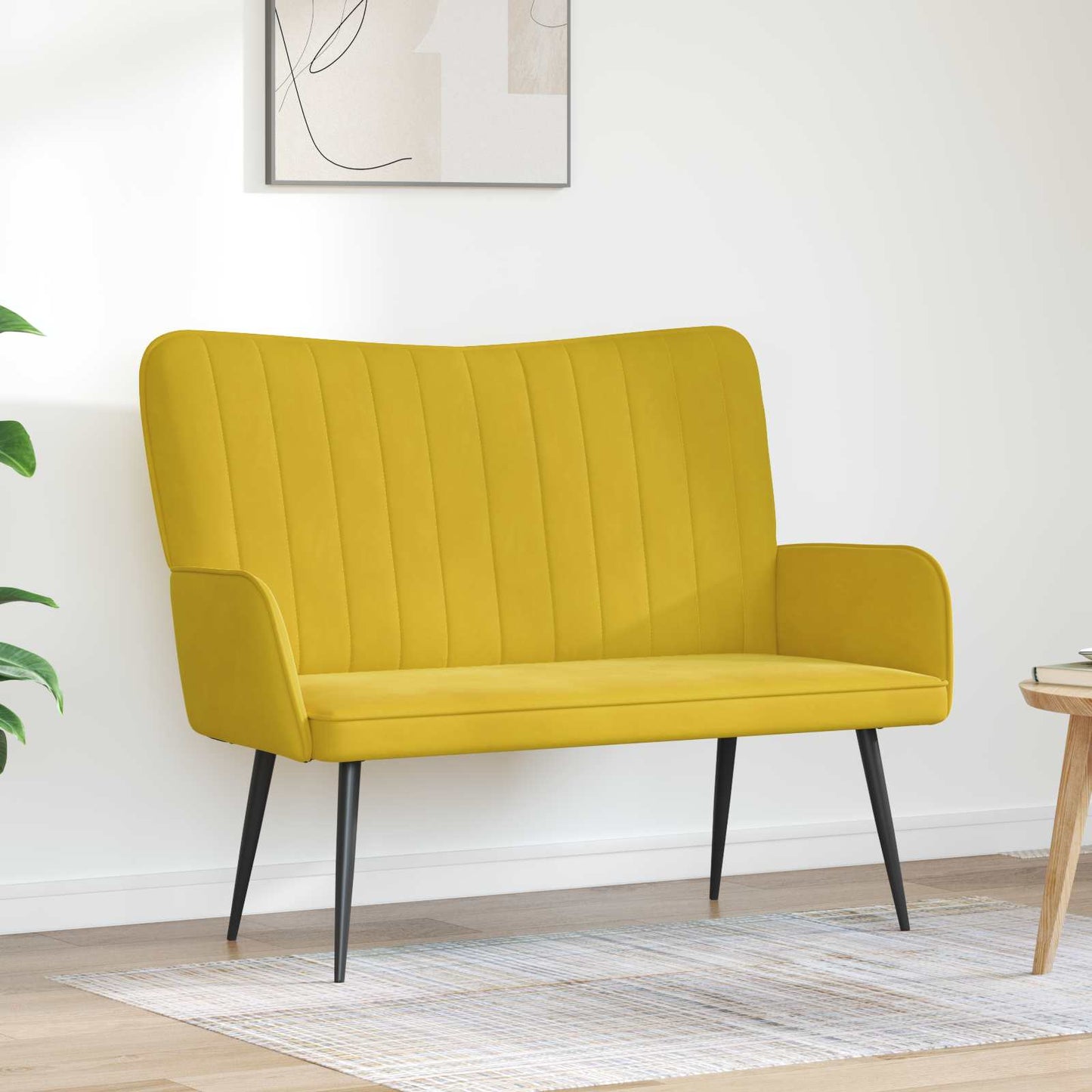 vidaXL Διθέσιος Καναπές Κίτρινο 115 x 61 x 87 εκ. Βελούδο