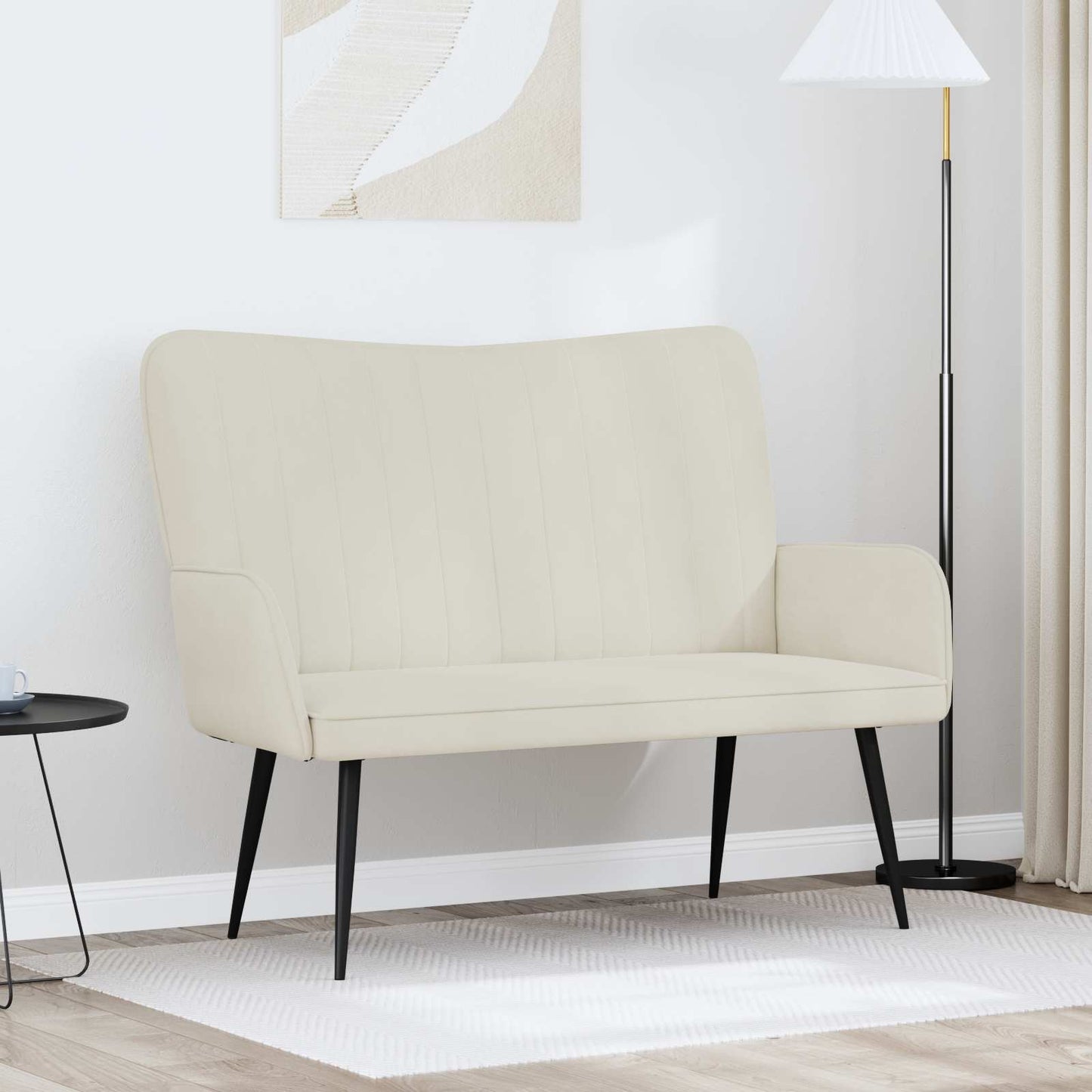 vidaXL Διθέσιος Καναπές Κρεμ 115 x 61 x 87 εκ. Βελούδο