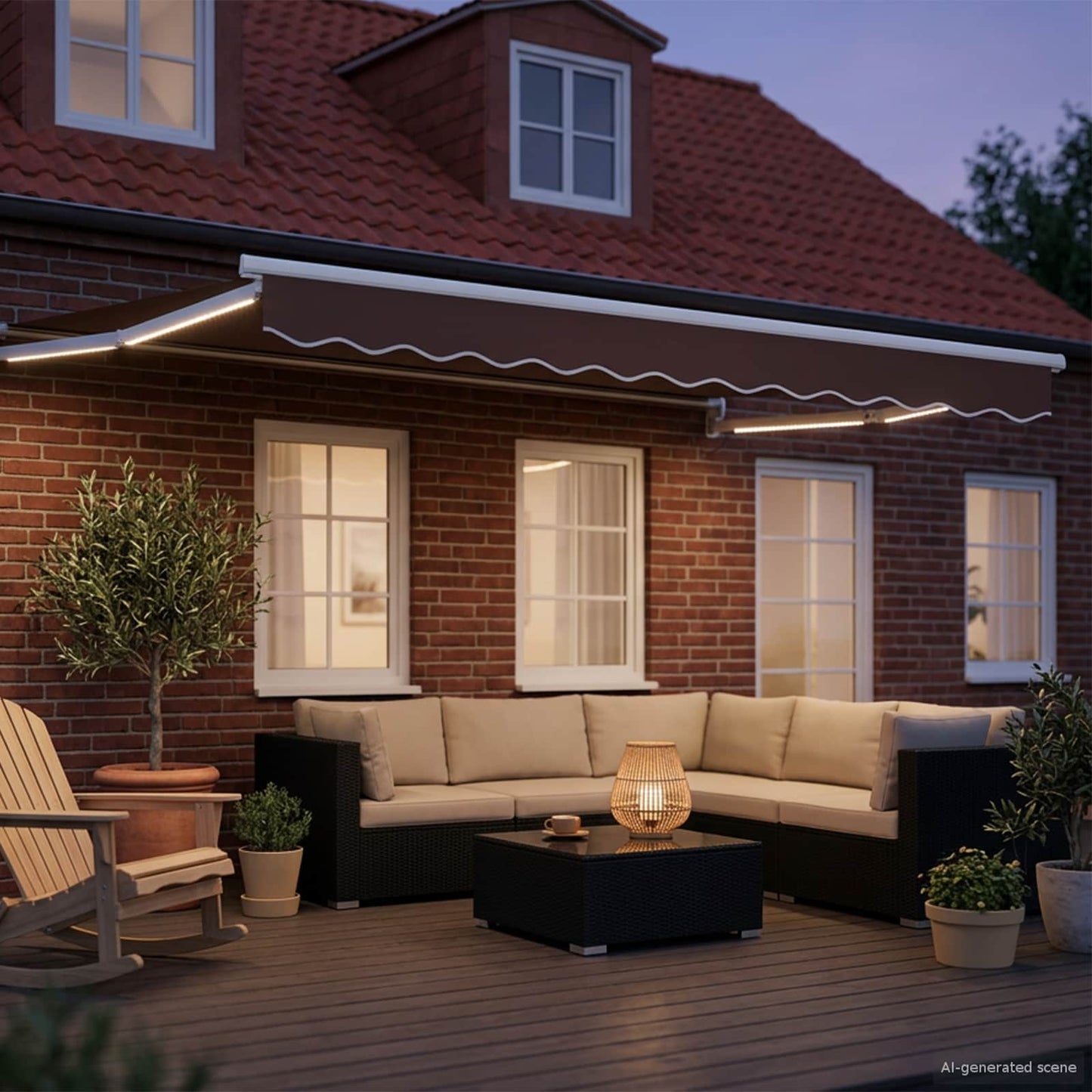 vidaXL Χειροκίνητη αναδιπλούμενη τέντα με LED 3,5 x 2,5 μ