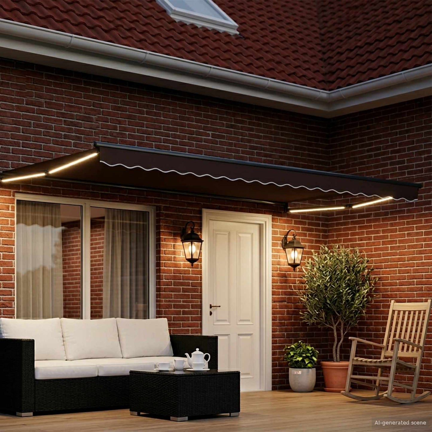 vidaXL Χειροκίνητη αναδιπλούμενη τέντα με LED Καφέ και Ανθρακί 4 x 3 μ