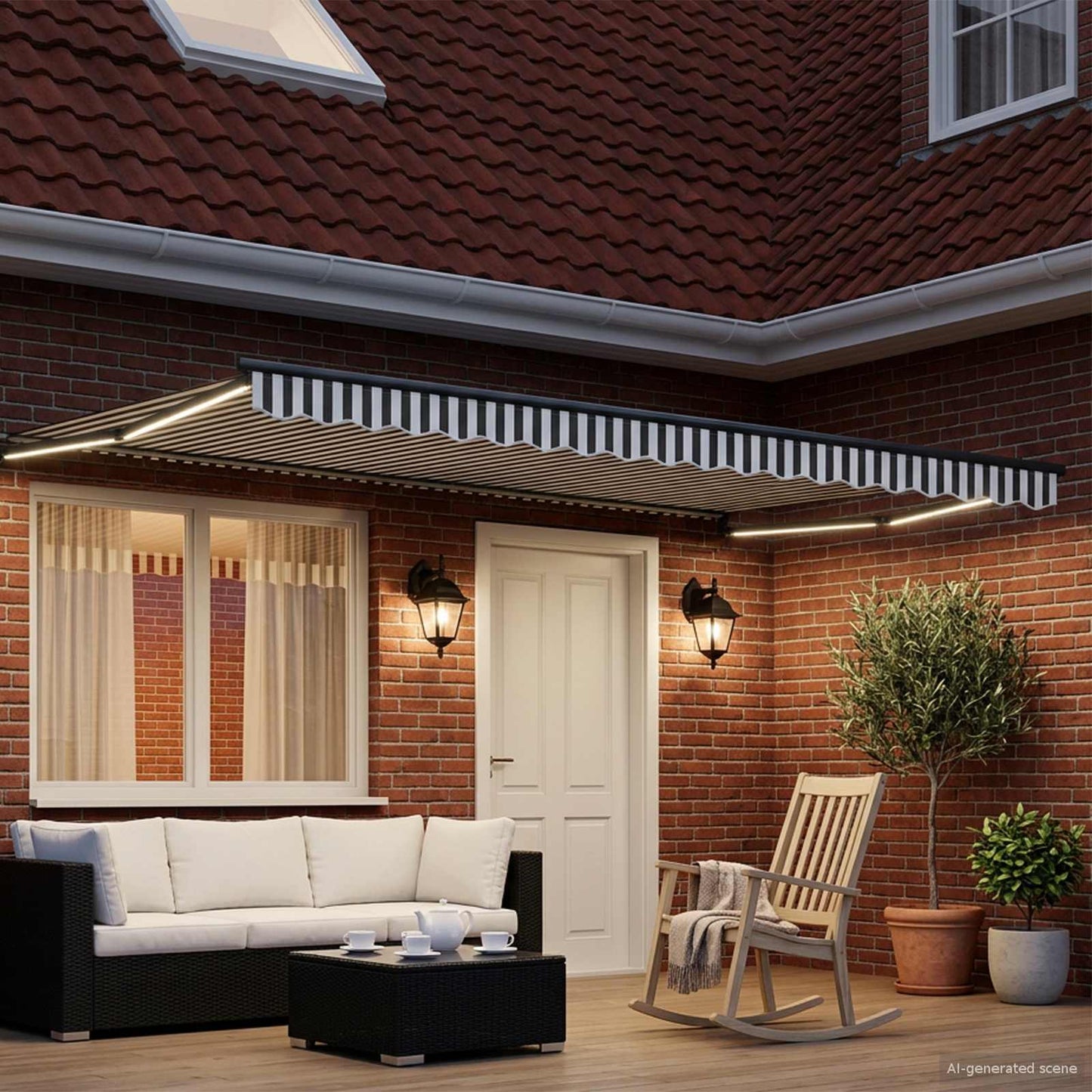 vidaXL Χειροκίνητη αναδιπλούμενη τέντα με LED Γκρι και Λευκό 4 x 3 μ